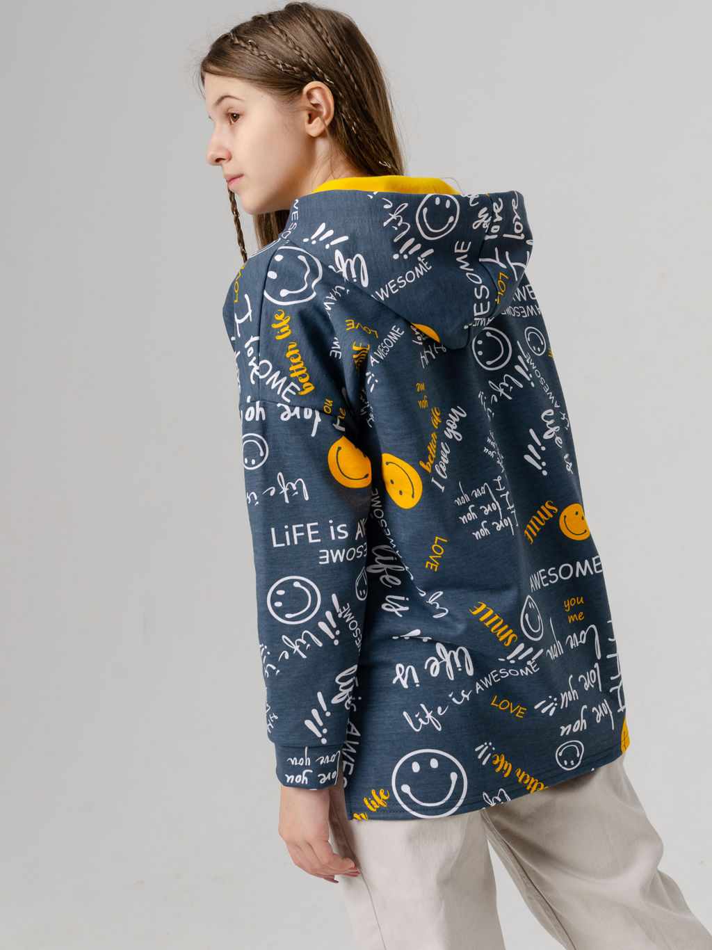 884Д Худи детское "Оранжевые смайлики"