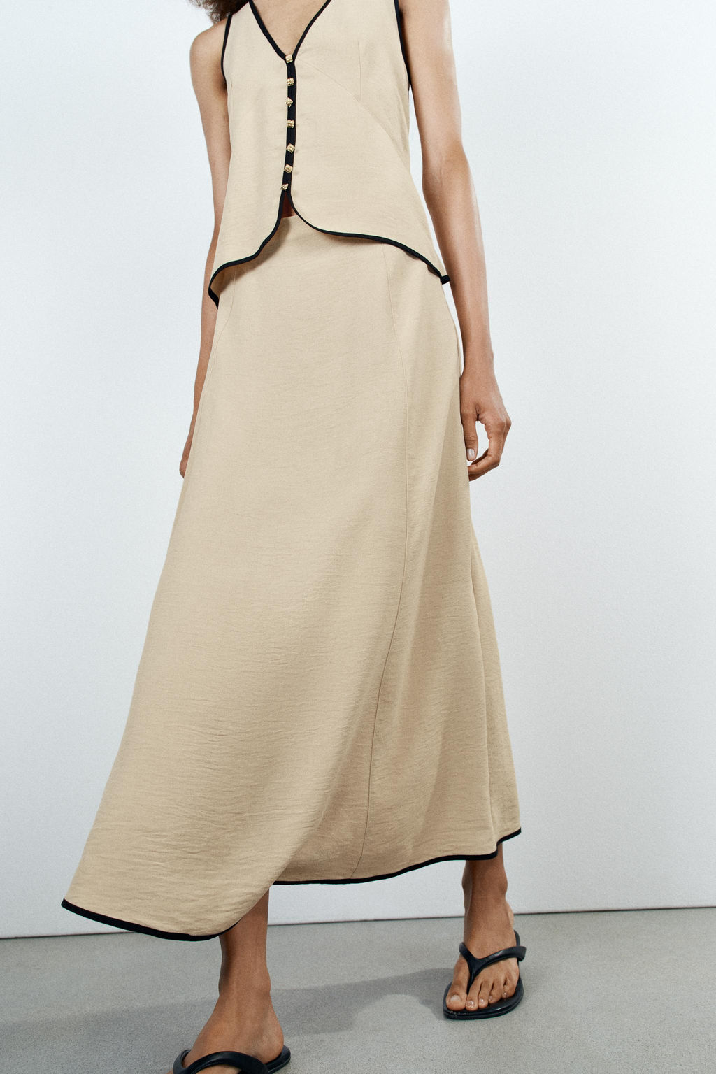 VESTIDO MIDI VIVOS CONTRASTE / Beige claro - Zara фото 3