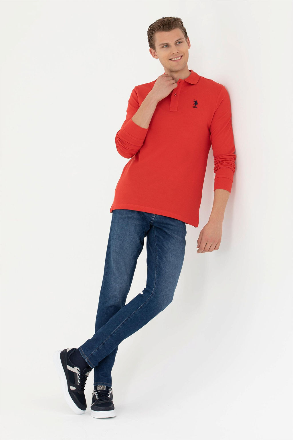 Мужской красный базовый свитшот - U.s. polo assn фото 3