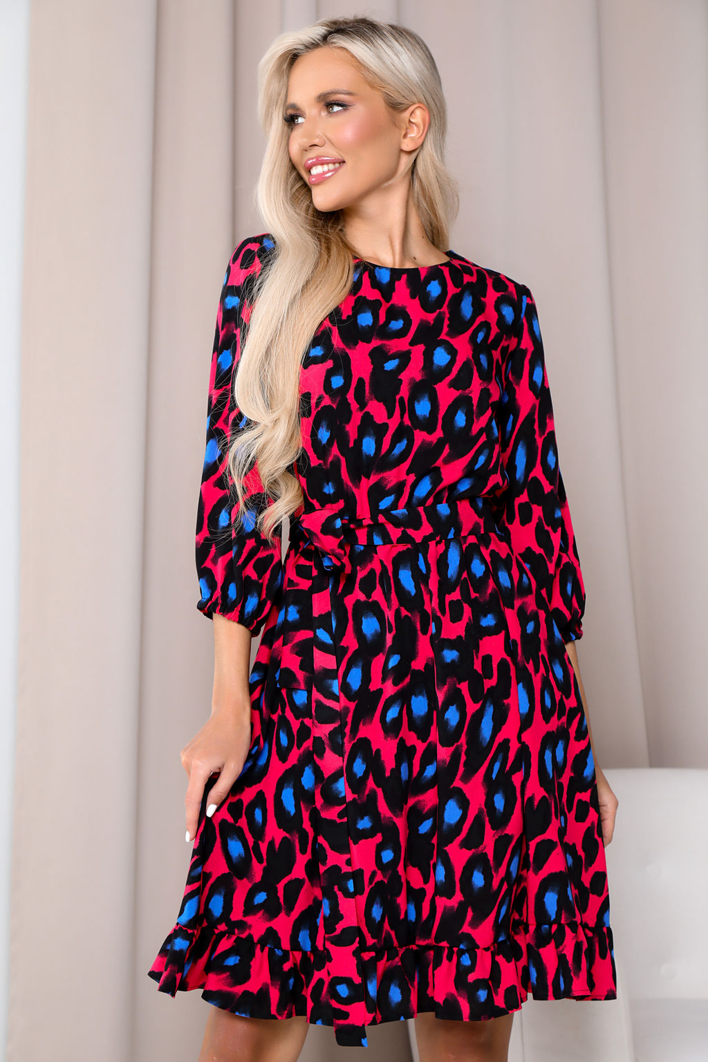 Платье Open Style 6094 фуксия/голубой