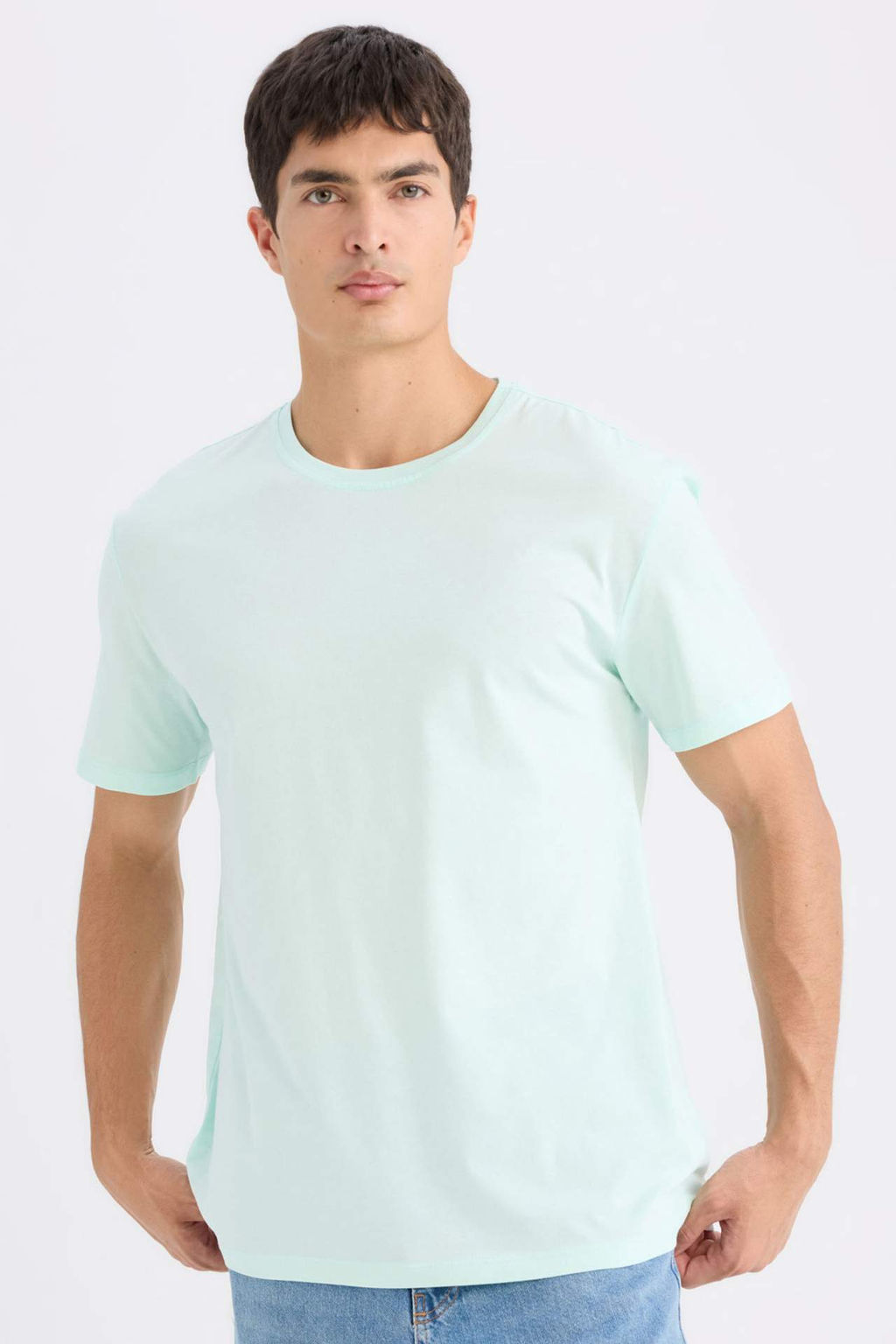 New Regular Fit Bisiklet Yaka Basic Duz K?sa Kollu Tisort - Defacto фото 27