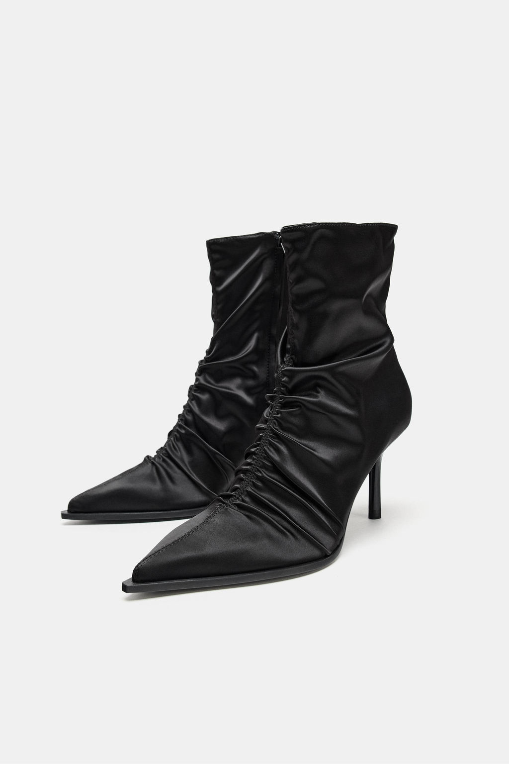 SATIN-EFFECT RUCHED HEELED ANKLE BOOTS - Zara фото 4