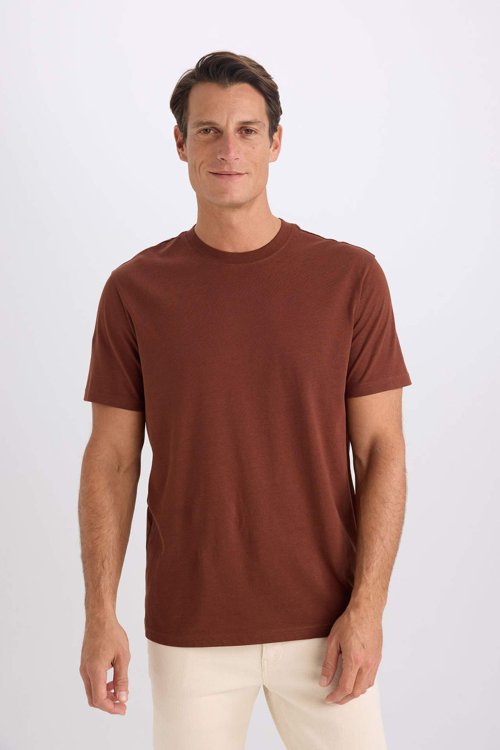 New Regular Fit Bisiklet Yaka Basic Duz K?sa Kollu Tisort - Defacto фото 20