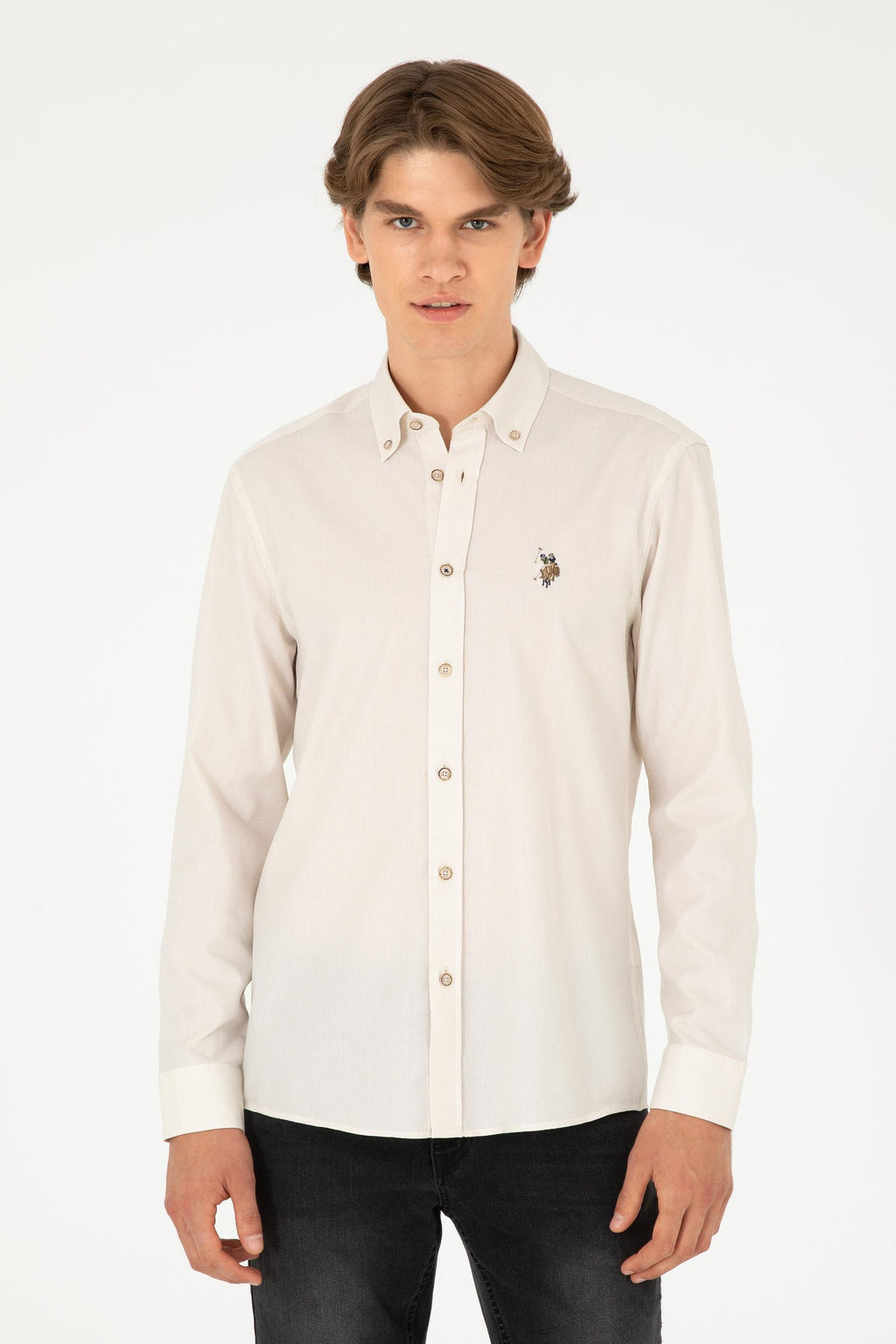 Мужская базовая рубашка с длинным рукавом Stone Неожиданная скидка в корзине - U.s. polo assn фото 3