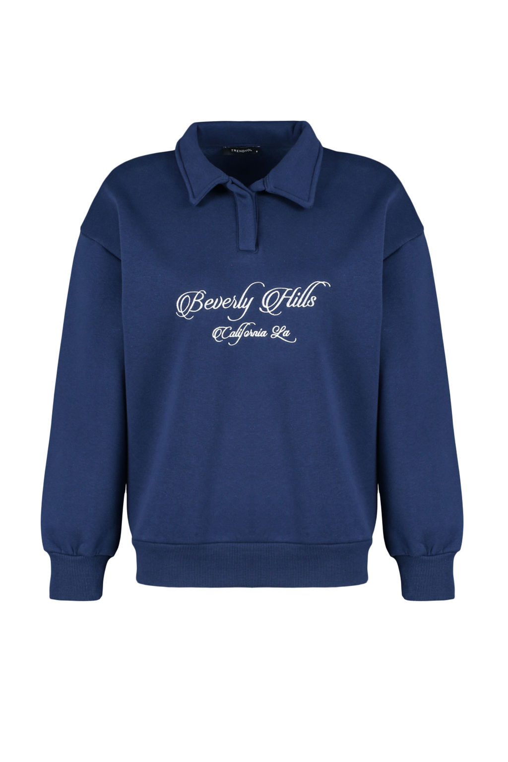 Lacivert Gomlek Yaka Nak?sl? Regular Fit Kal?n Ici Polarl? Orme Sweatshirt TWOAW24SW00182