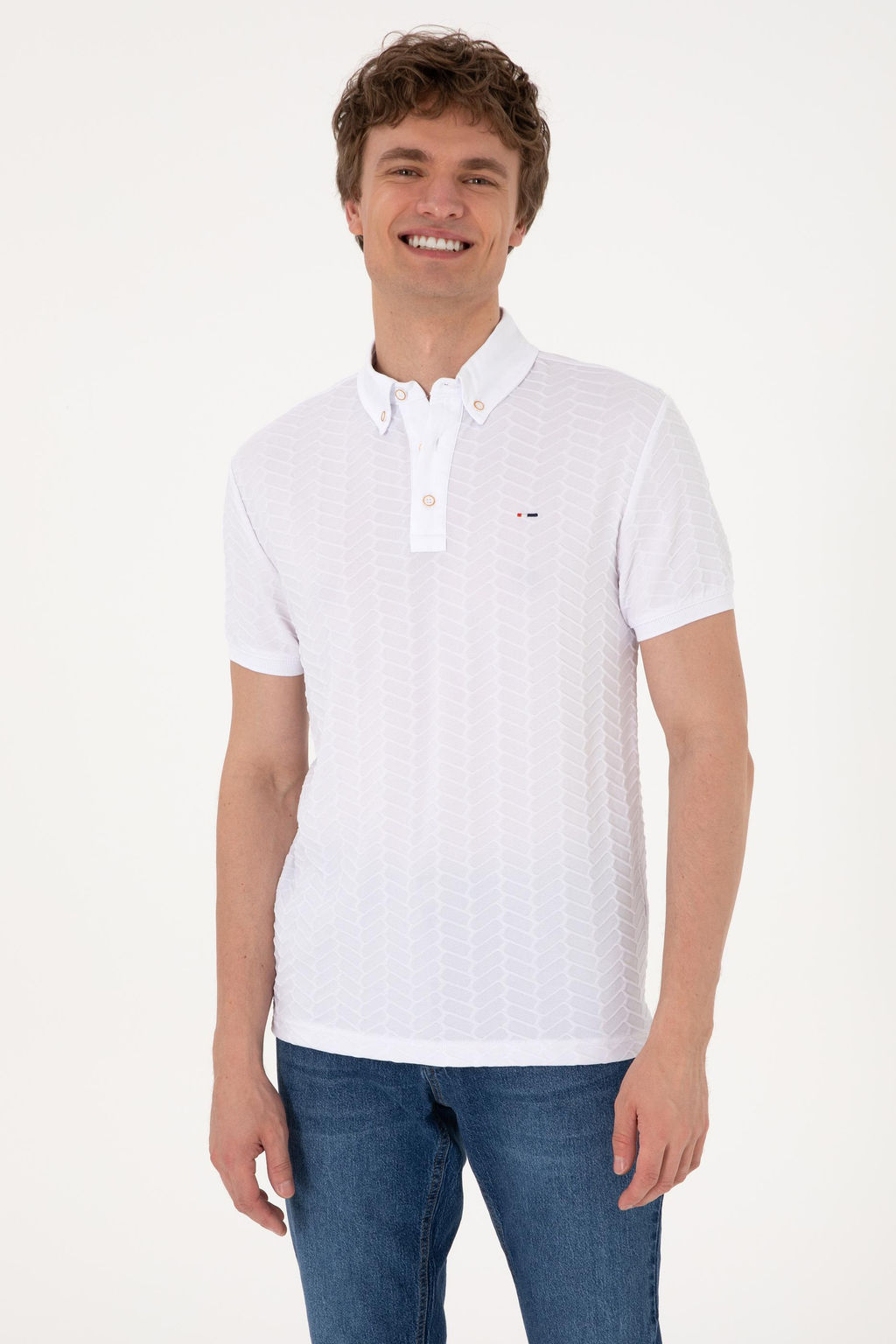 Erkek Slim Fit Polo Yaka Beyaz Dokulu Ti__rt Sepette S_rpriz _ndirim - U.s. polo assn фото 8
