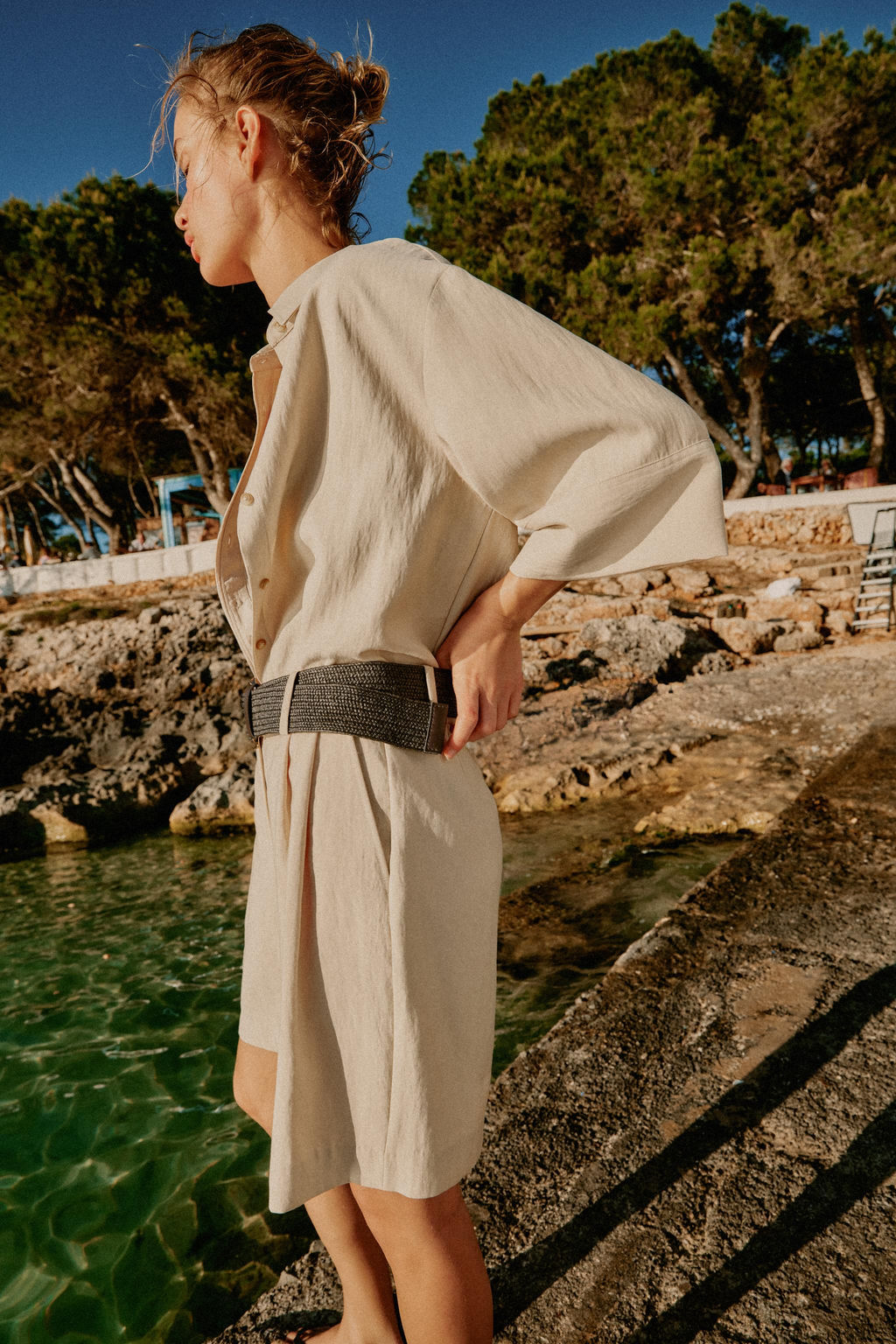 CAMISA CORTA MANGA ANCHA / Beige - Zara фото 3