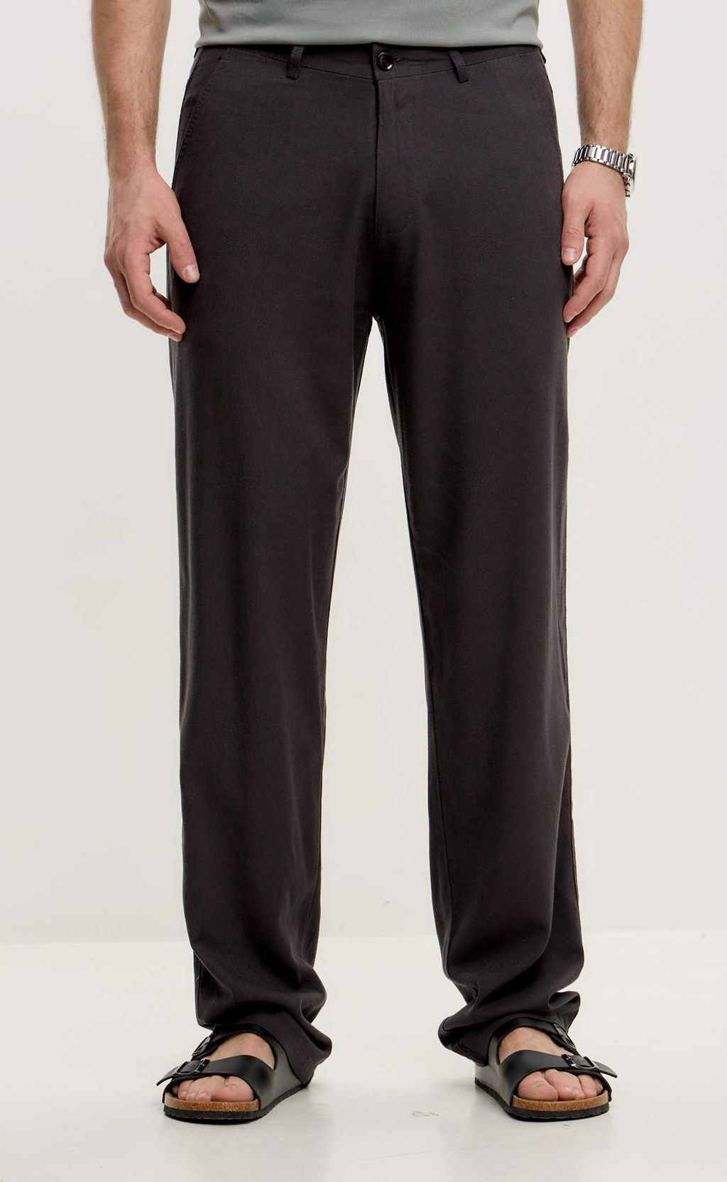 Брюки лен F511-0851 d.grey