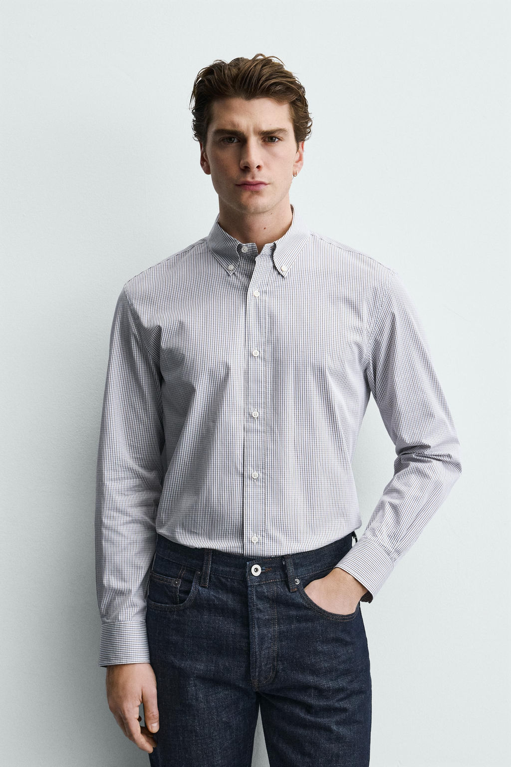 CAMISA REGULAR FIT CUADROS / tostado - Zara фото 2