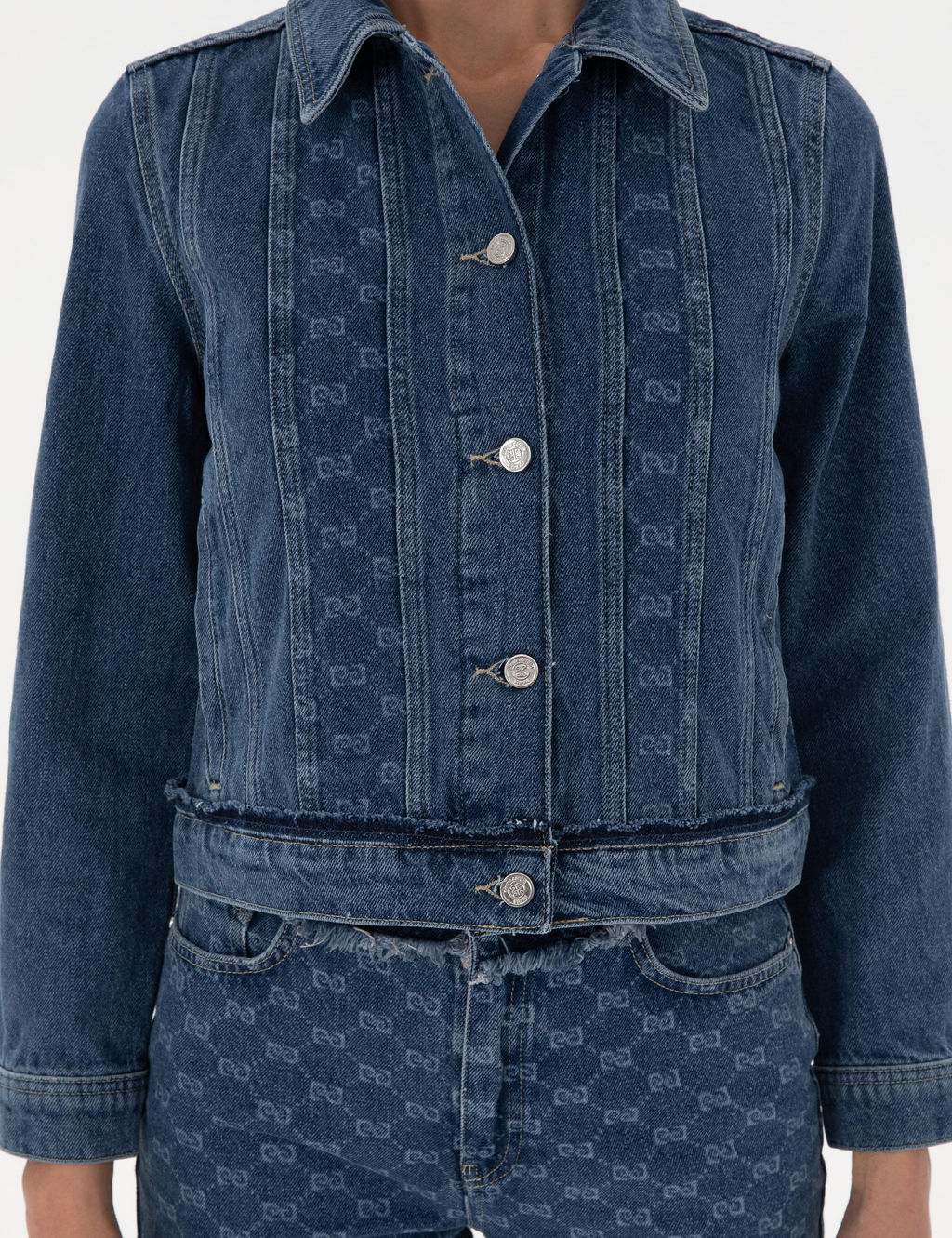 Koyu Mavi Crop Top Jean Ceket - Pierre cardin фото 6