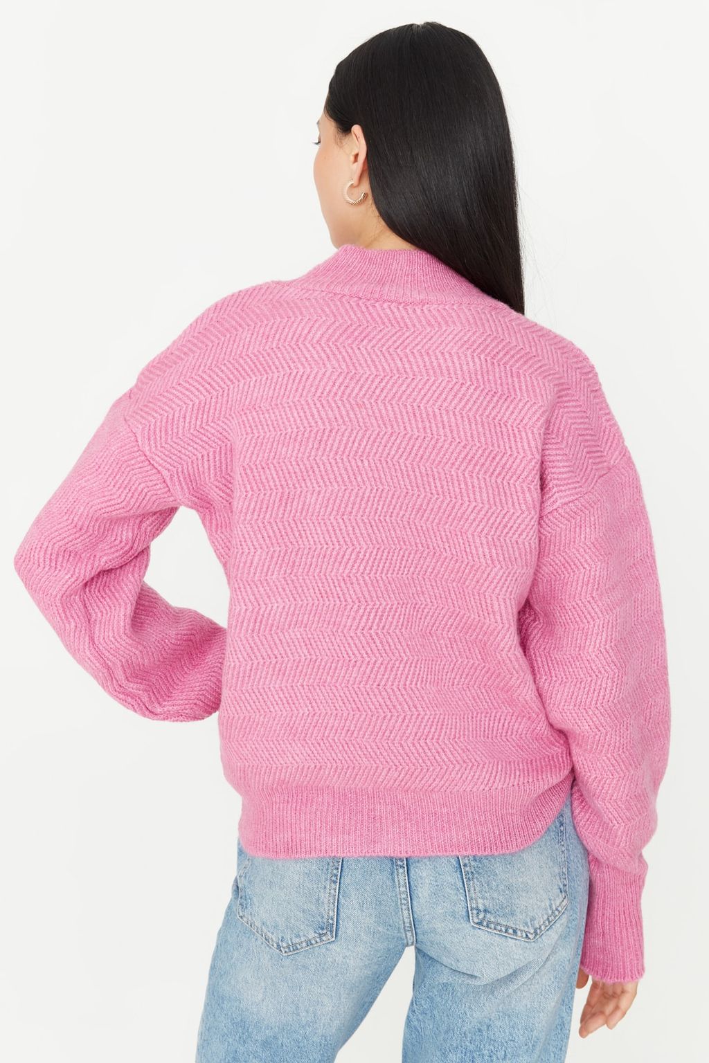 Bordo Yumusak Dokulu Kol Detayl? Triko Kazak TWOAW21KZ0204 - Trendyolmilla фото 12