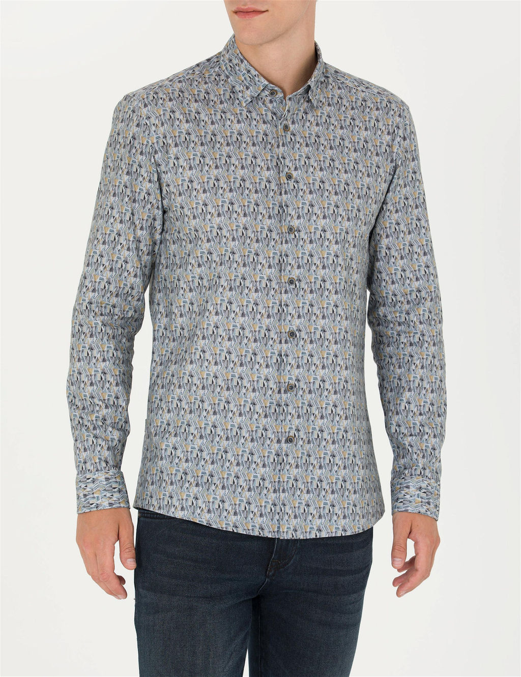 Petrol Slim Fit Uzun Kollu G_mlek