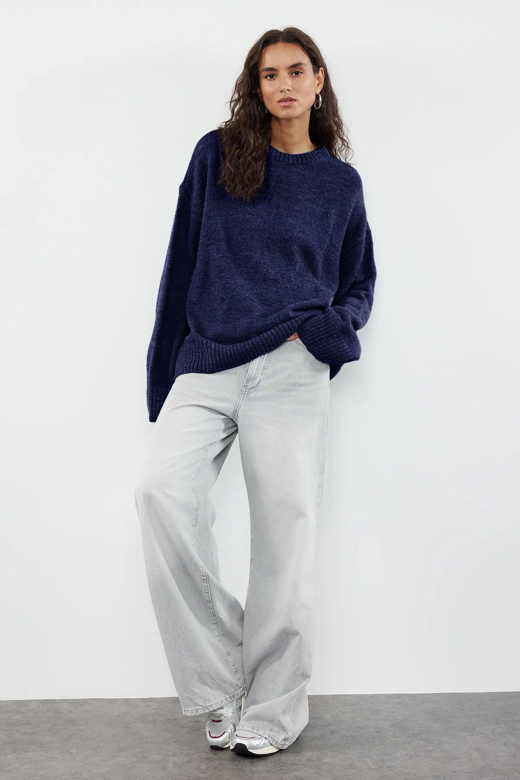 Antrasit Genis Kal?p Yumusak Dokulu Triko Kazak TWOAW25KZ00168 - Trendyolmilla фото 11