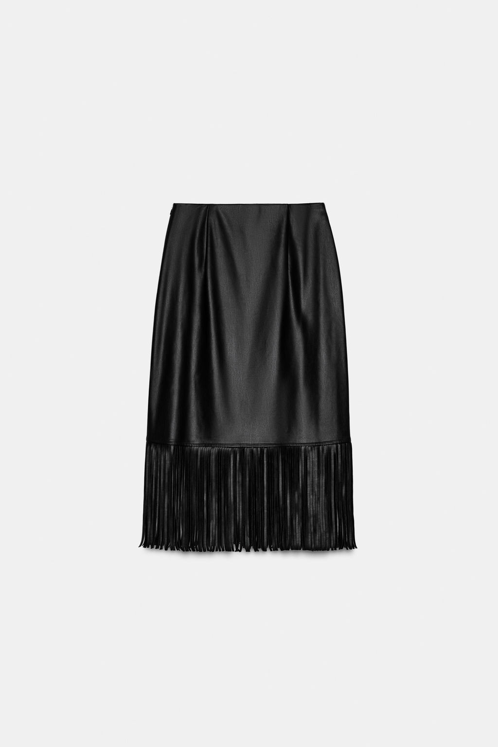 FAUX LEATHER FRINGED MIDI SKIRT - Zara фото 10