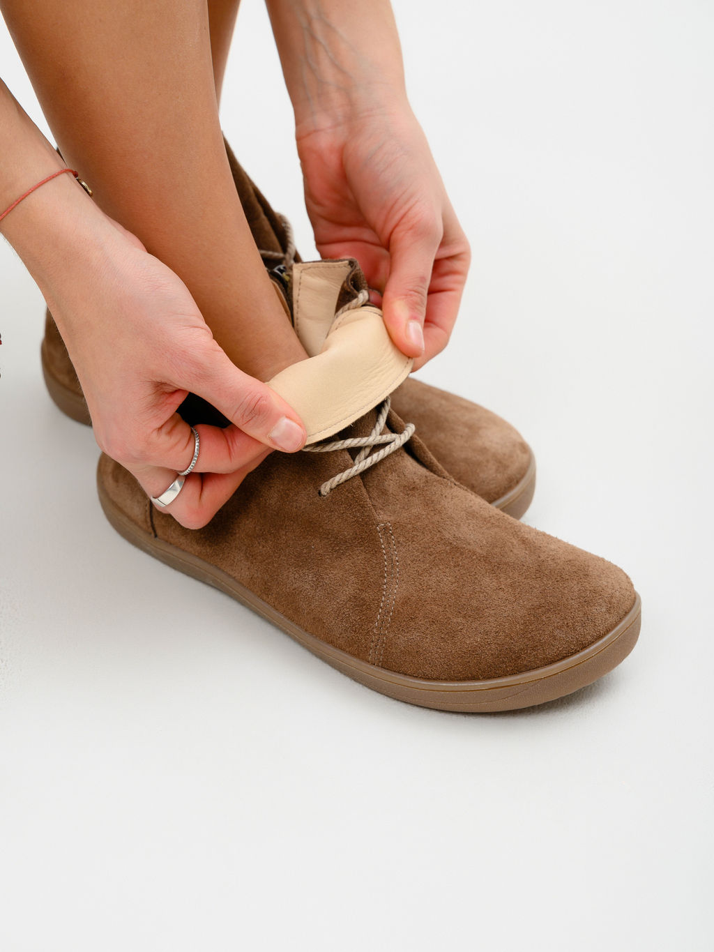 Босоногие ботинки 352.К.NATAbr.Серо-коричневая замша/кожаная подкладка