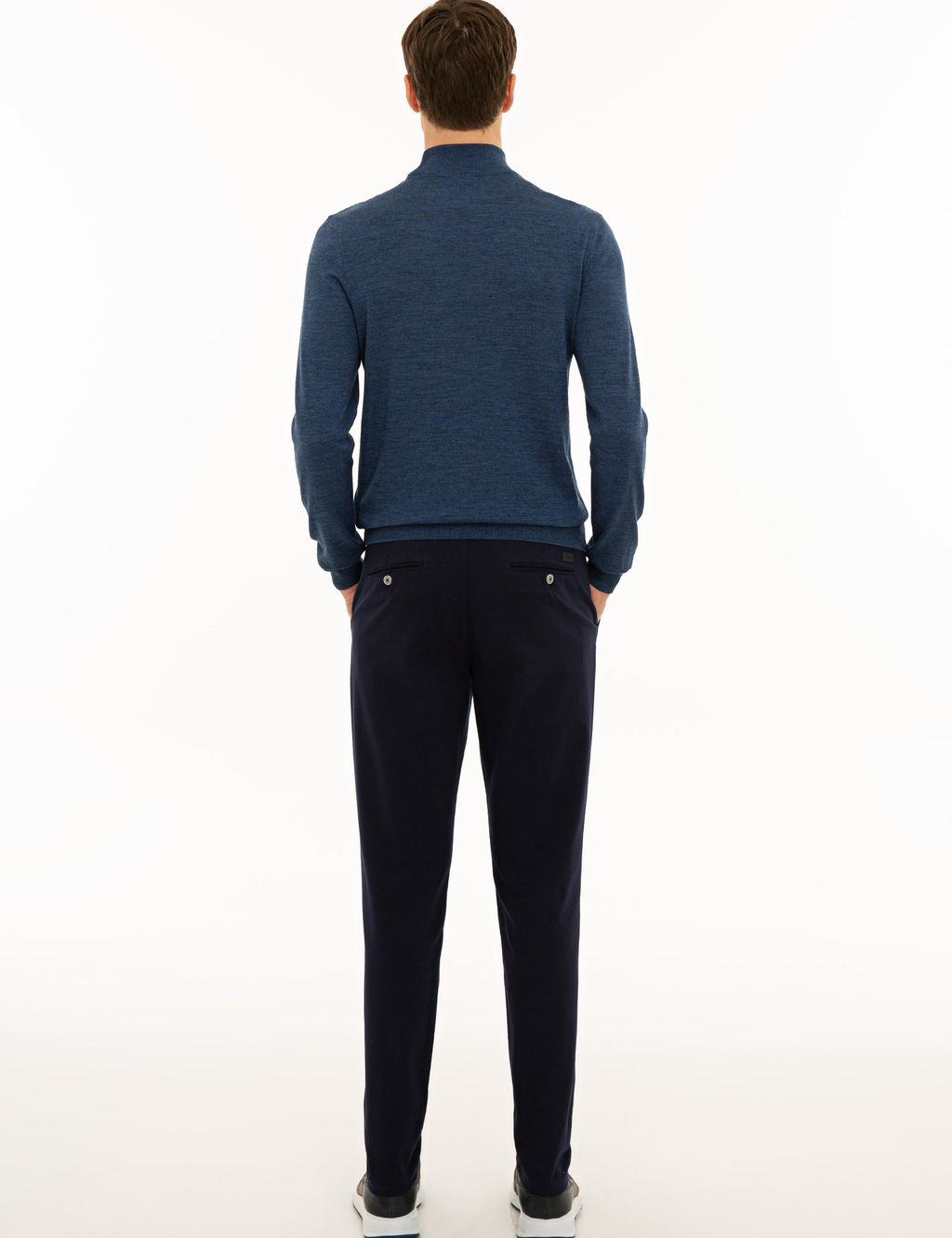 Lacivert Slim Fit Kanvas Pantolon