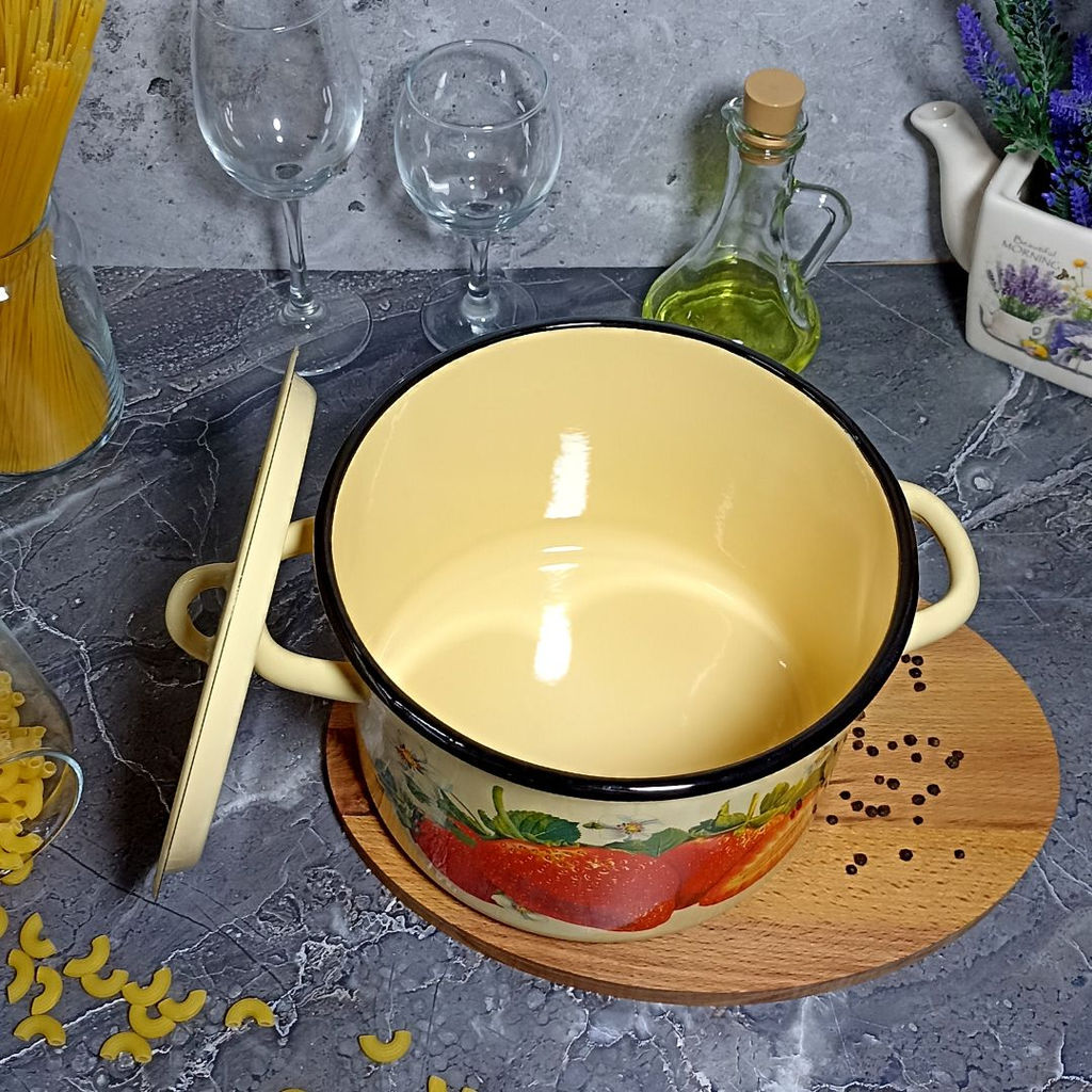 Кастрюля 4,5л 1с17/с крем. Клубника садовая