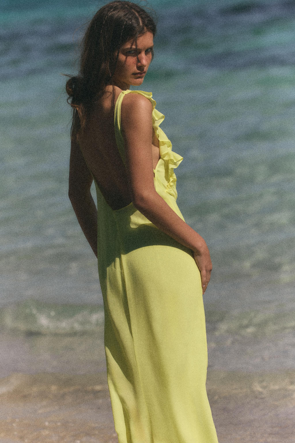VESTIDO LARGO GEORGETTE / Amarillo lim?n - Zara фото 4