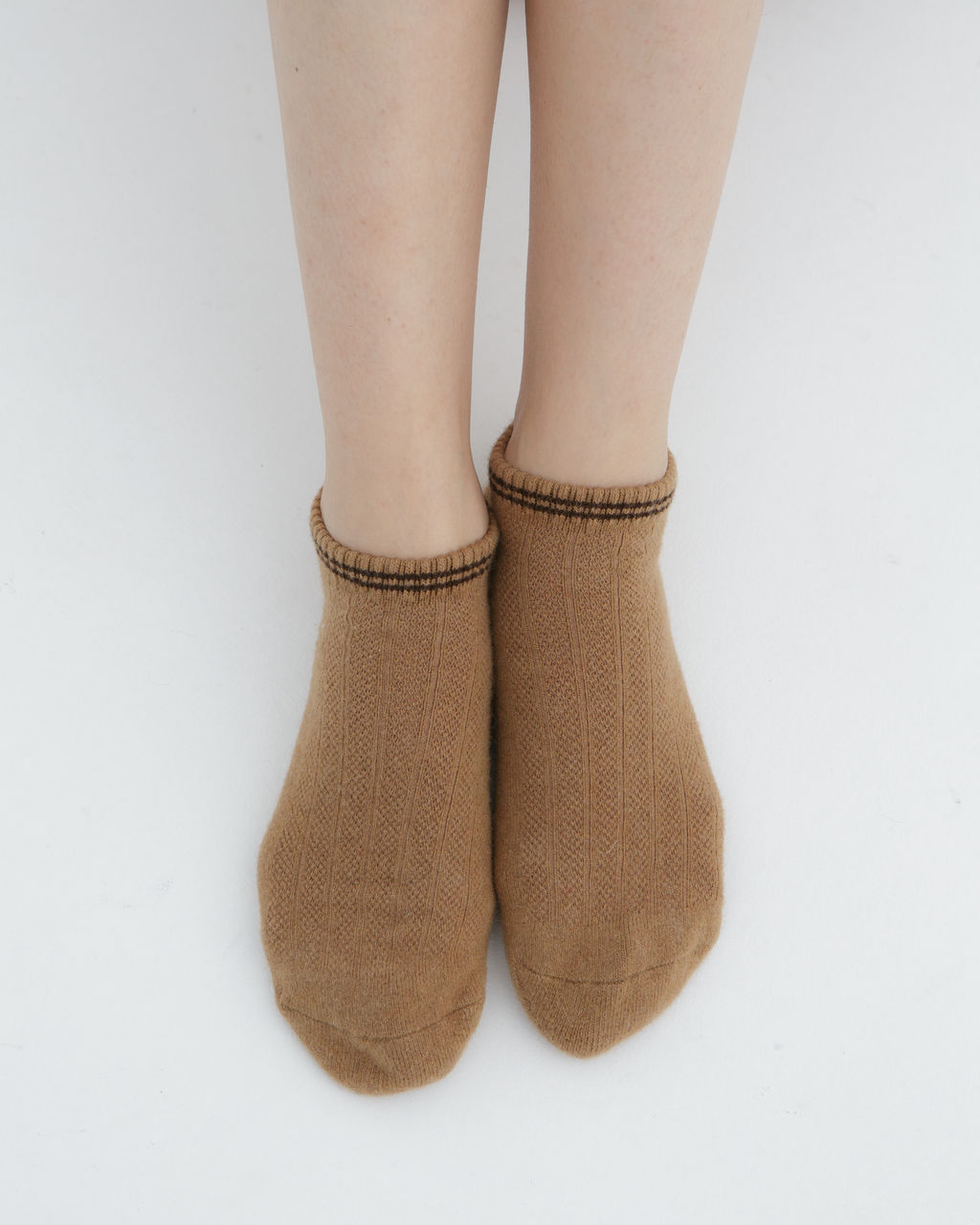 Теплые носки следики из монгольской шерсти рыжие