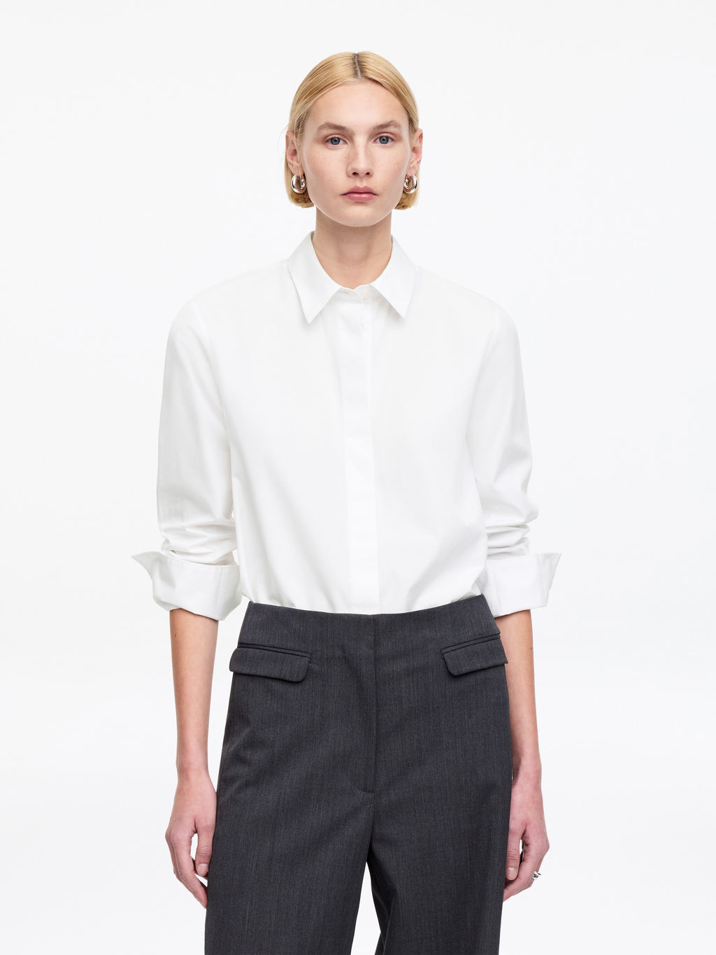 Camisa de popelina de corte regular fit - H&m фото 3