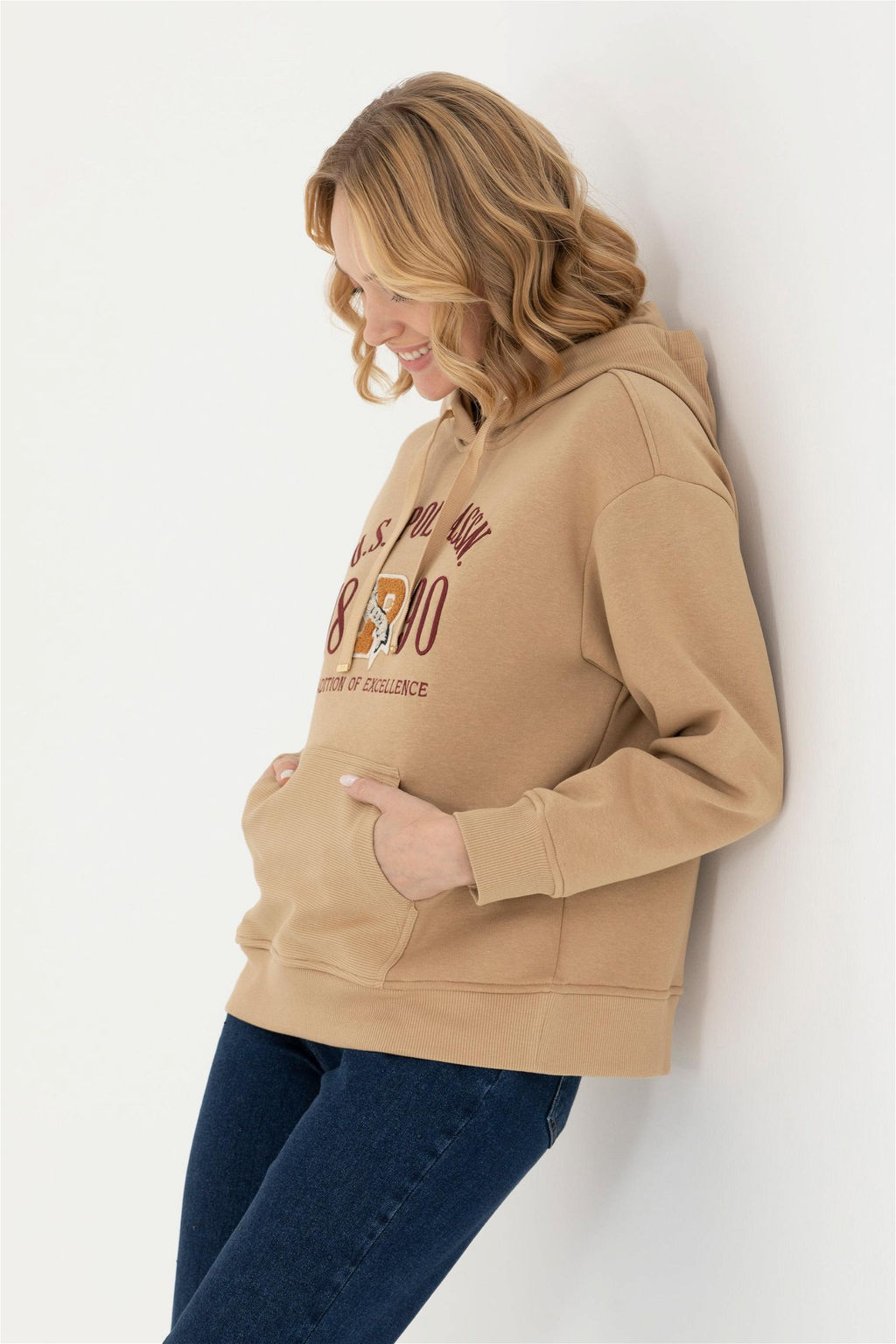 U. S. Polo Assn Женская толстовка с капюшоном песочного цвета - U.s. polo assn фото 10