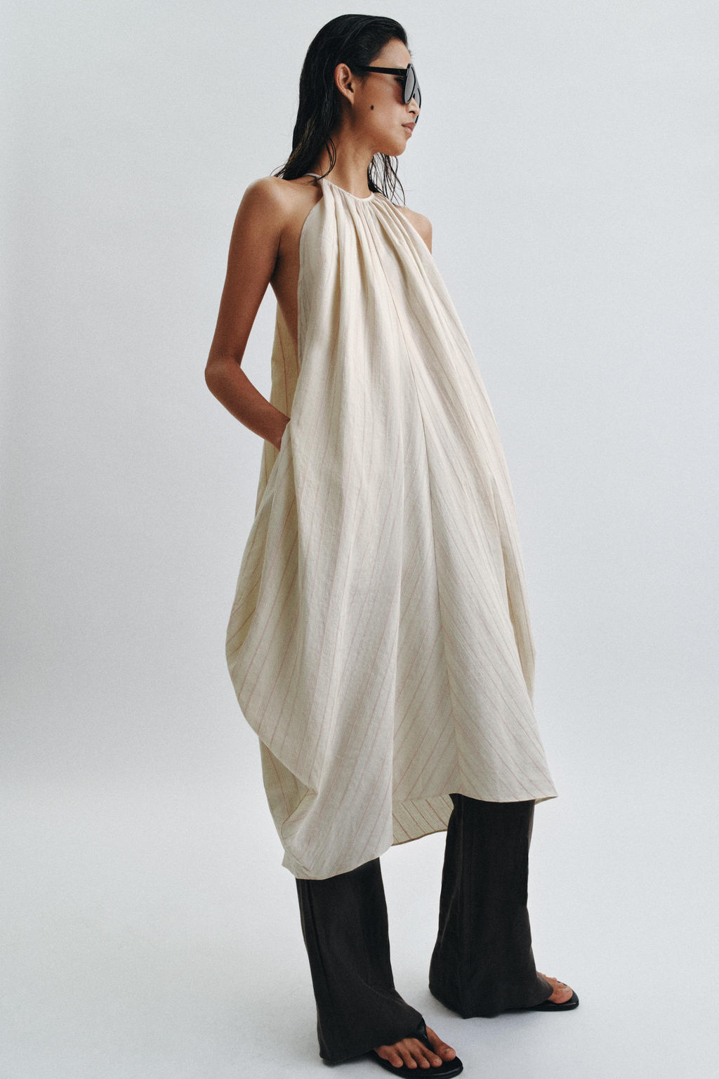 VESTIDO HALTER CON LINO ZW COLLECTION / rayas - Zara фото 2