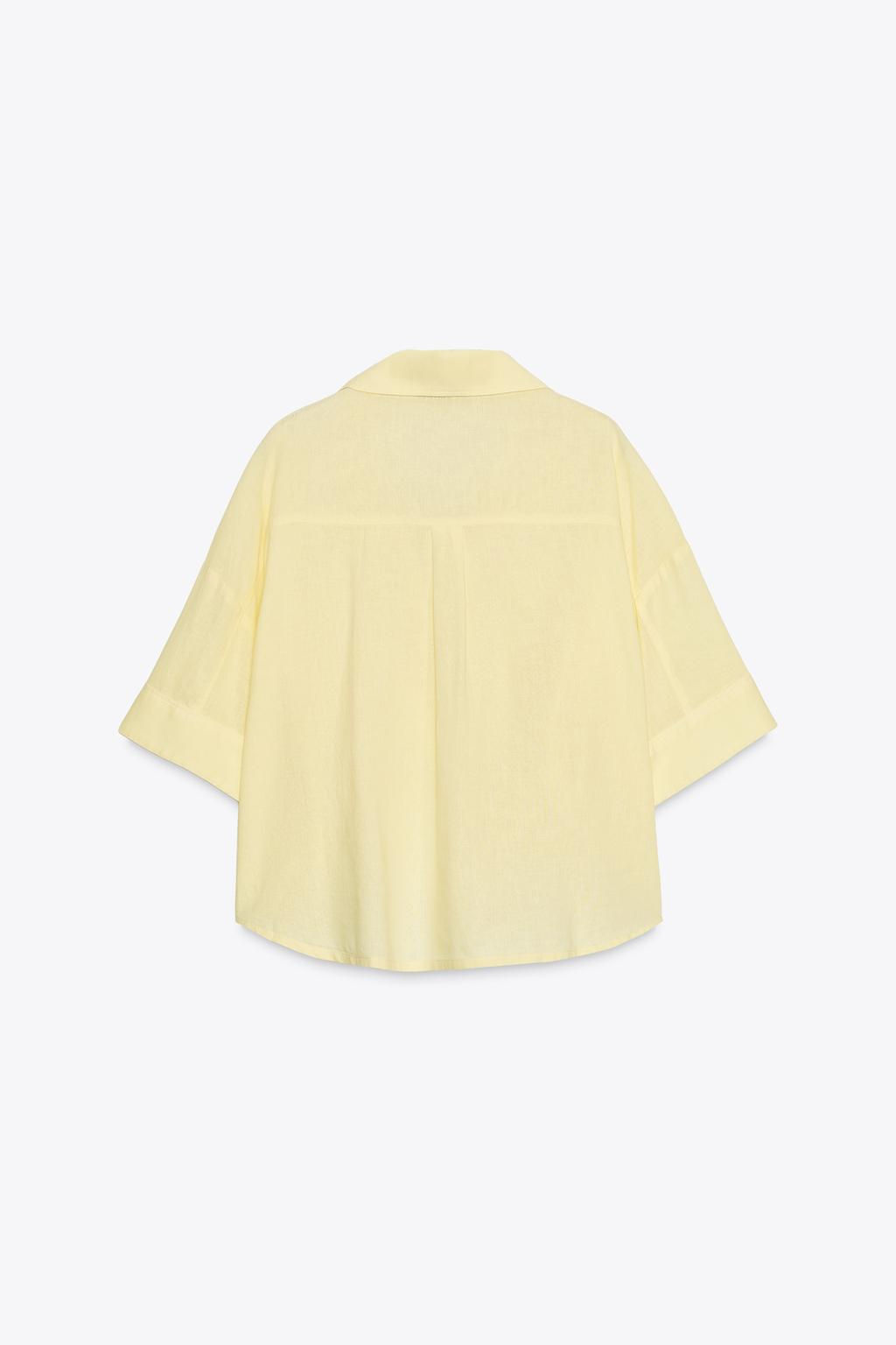CROPPED LINEN BLEND SHIRT - Zara фото 8