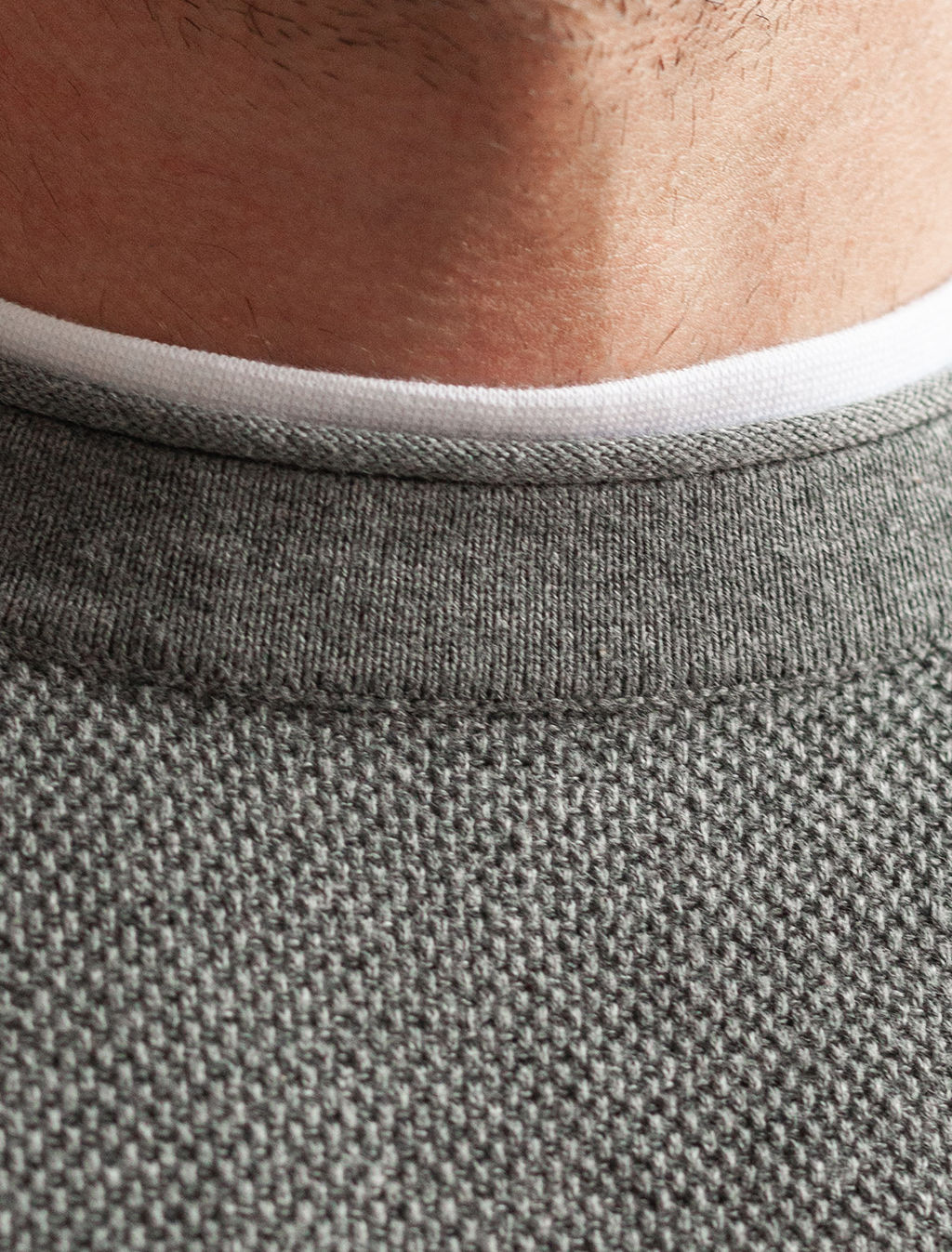 Джемпер Vilatte фактурной вязки из хлопка с нейлоном серый меланж  фото 3