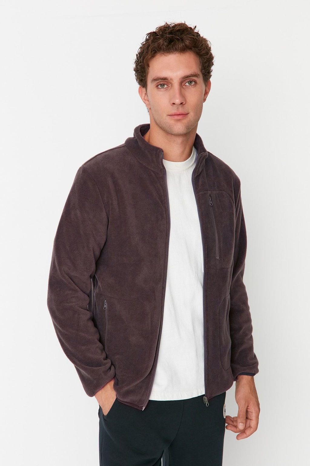 TRENDYOL MAN Siyah Regular/Normal Kesim Fermuarl? S?cak Tutan Kal?n Anti-pilling Polar Sweatshirt TMNAW23HI00050 - Trendyolmilla фото 3