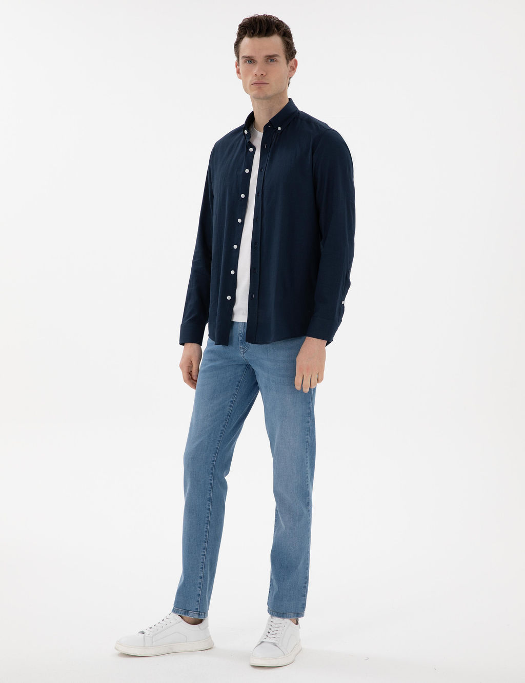 Lacivert Slim Fit Keten G_r_n_ml_ G_mlek - Pierre cardin фото 4