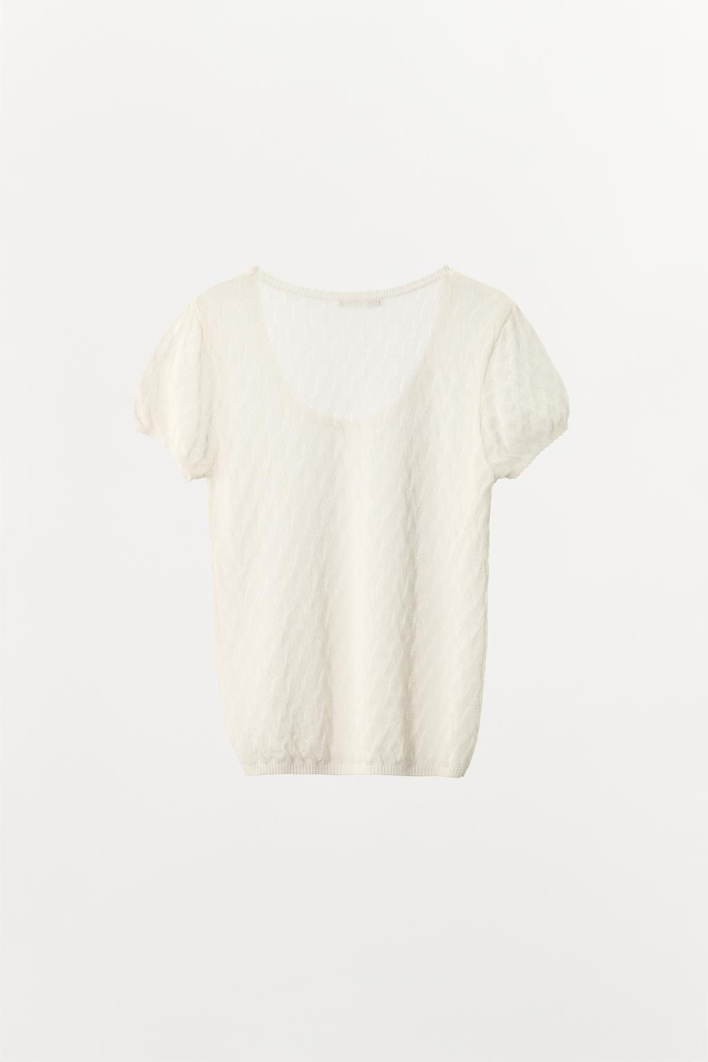 CHUNKY KNIT T-SHIRT WITH SATIN BOW - Zara фото 5
