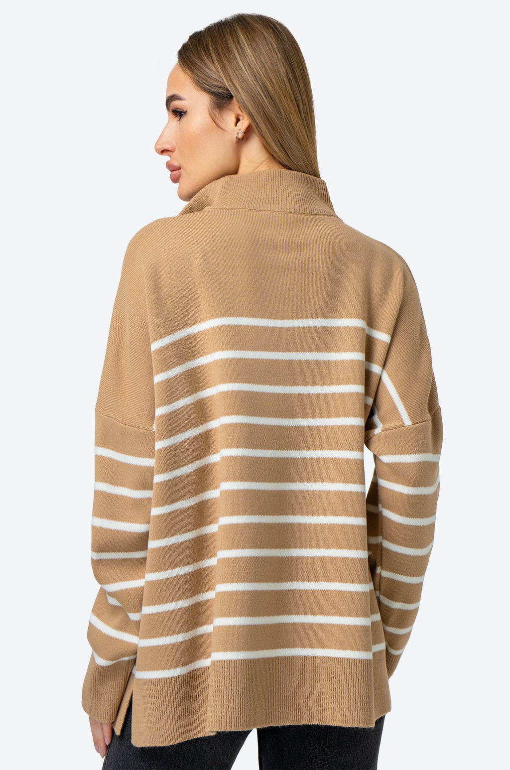 Женский джемпер оверсайз с воротником на молнии Happy Fox  фото 6