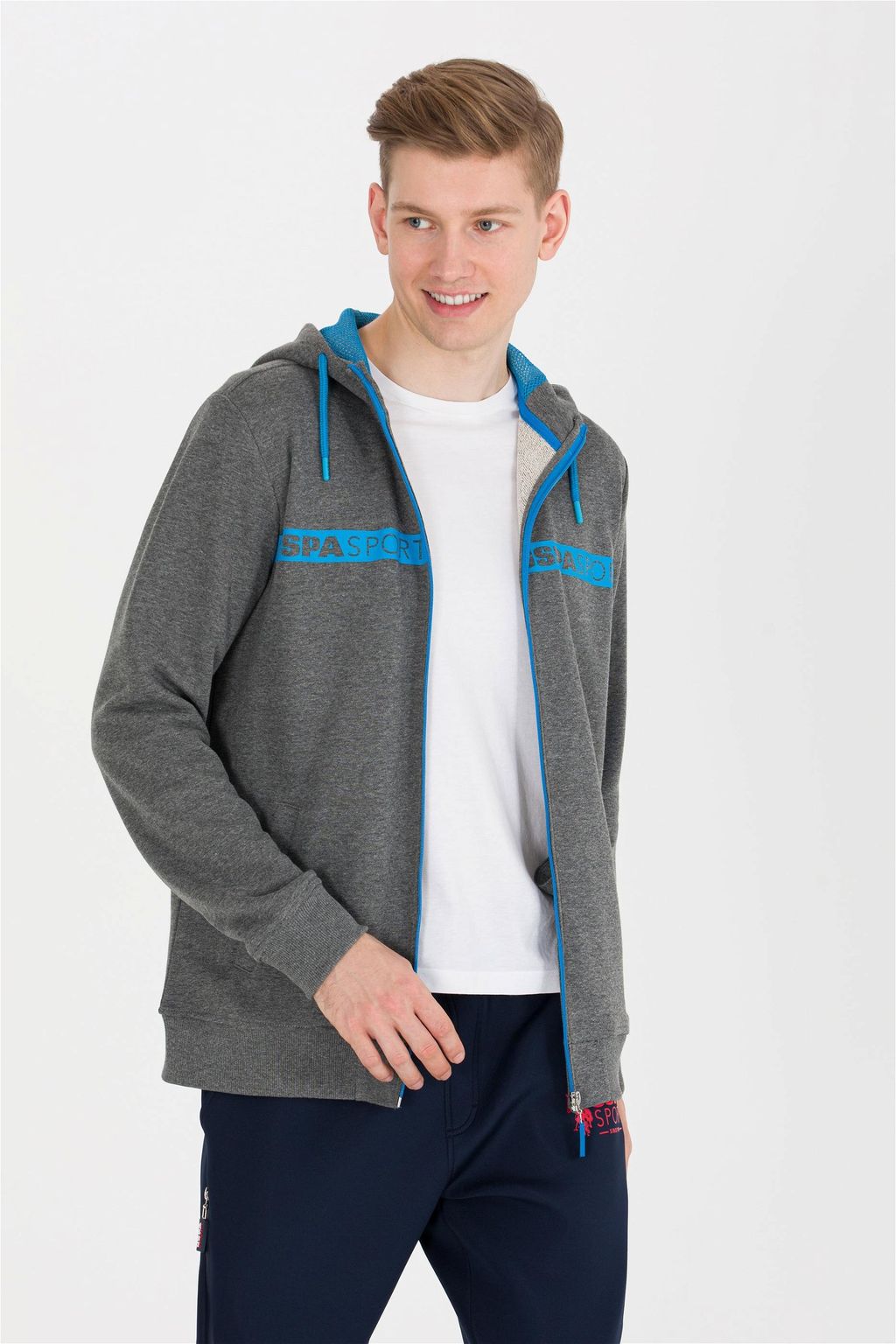 Мужской вязаный кардиган с капюшоном антрацитового меланжа - U.s. polo assn фото 4