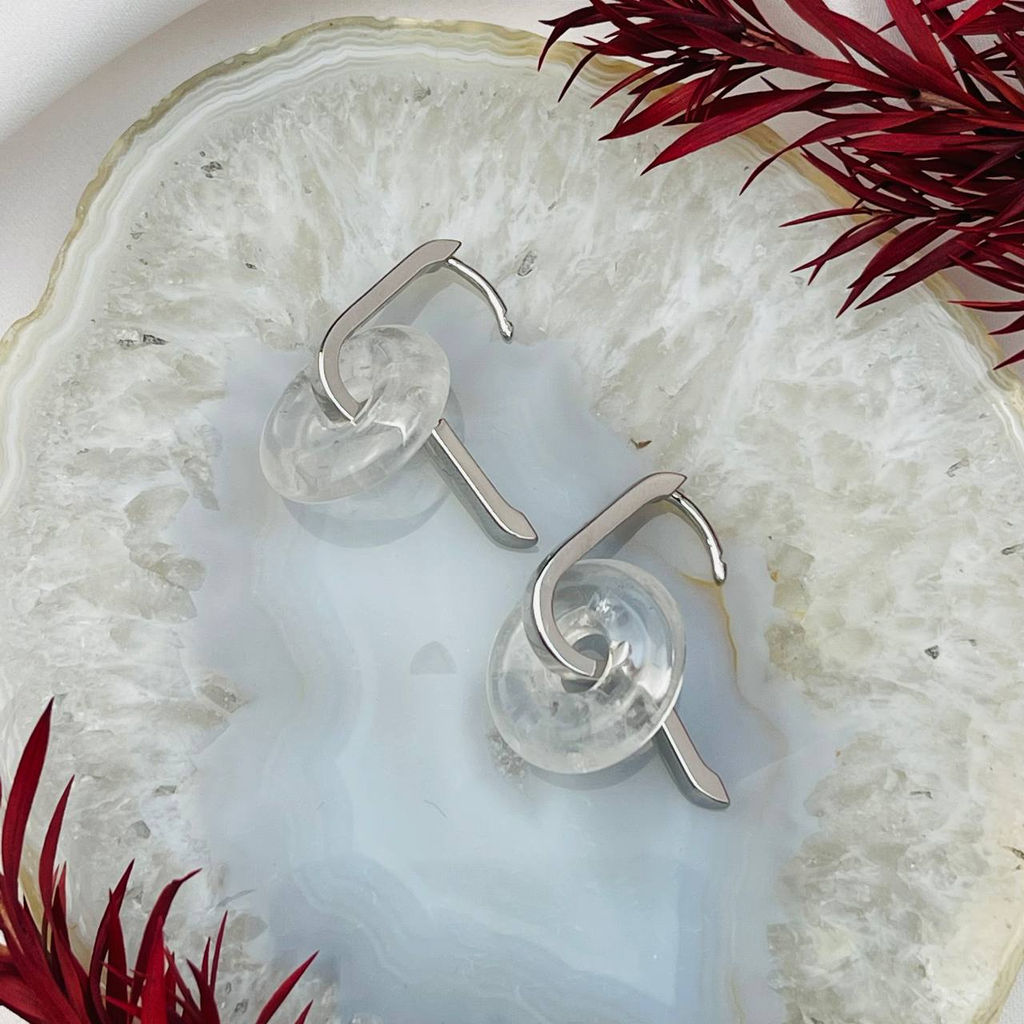Серьги с камнем Горных Хрусталь