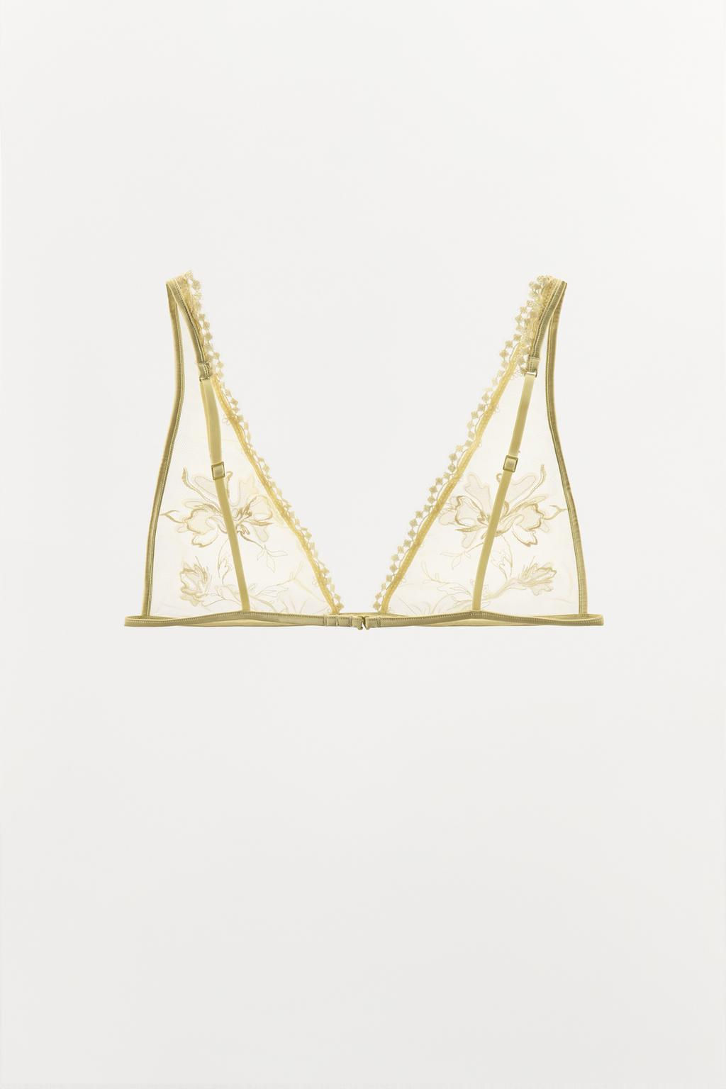 EMBROIDERED MESH TRIANGLE BRALETTE - Zara фото 6