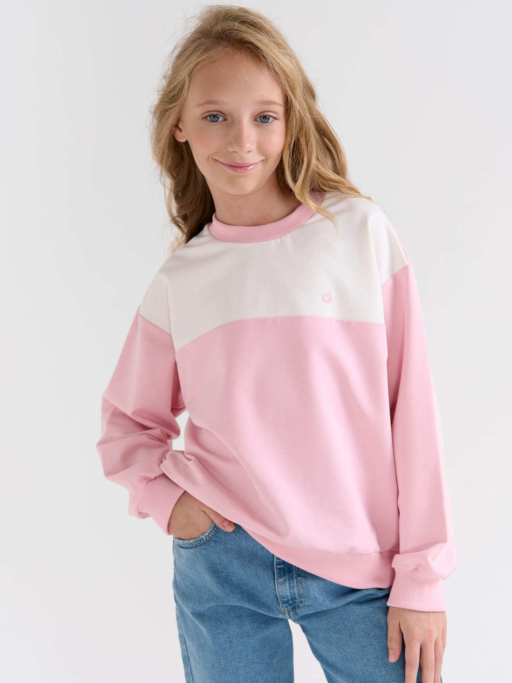 Свитшот облегченный Колор блок Зефир укороченный 7+ - Bungly фото 2