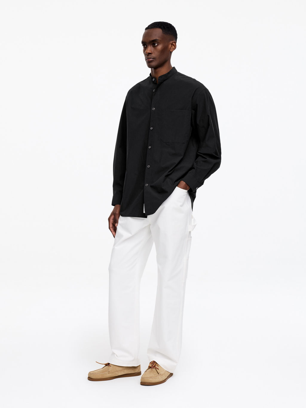 Camisa de popelina con cuello mao - H&m фото 6