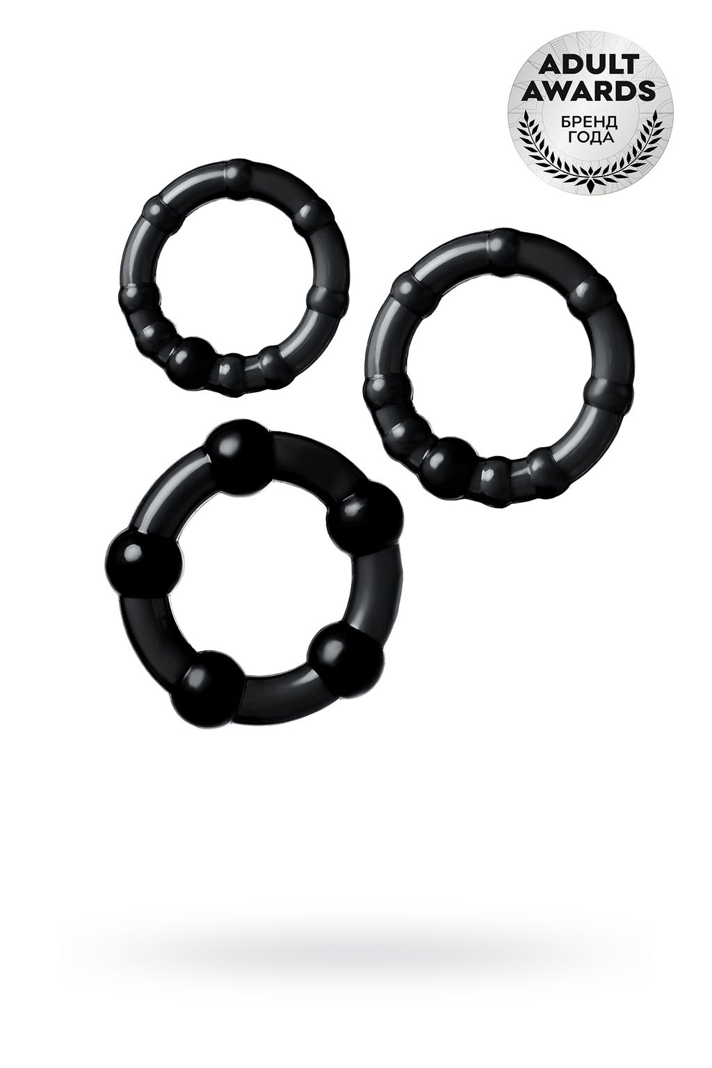 Набор колец TOYFA A-toys, TPE, черные, 3,5/3/2 см