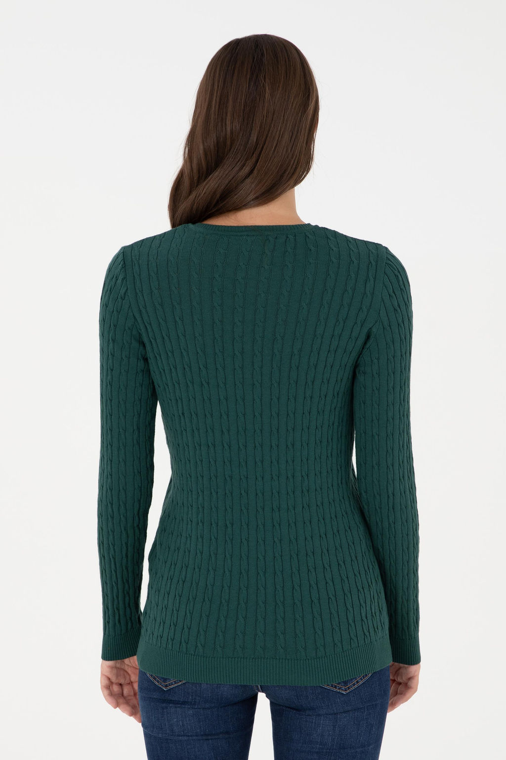 Женский темно-зеленый базовый свитер Неожиданная скидка в корзине - U.s. polo assn фото 5