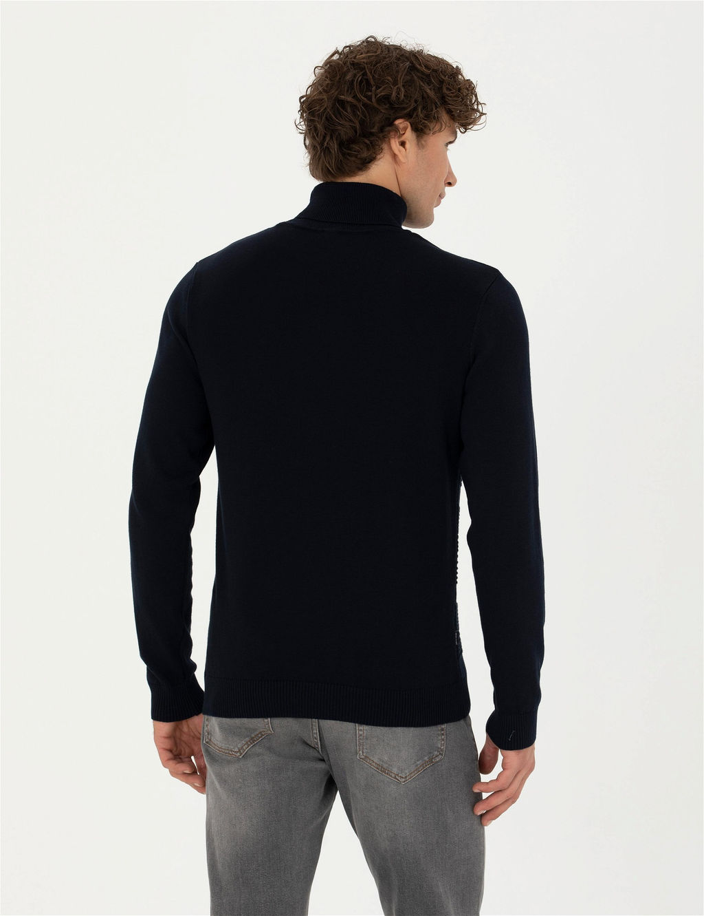 Lacivert Slim Fit Bal_k__ Yaka Triko Kazak - Pierre cardin фото 5