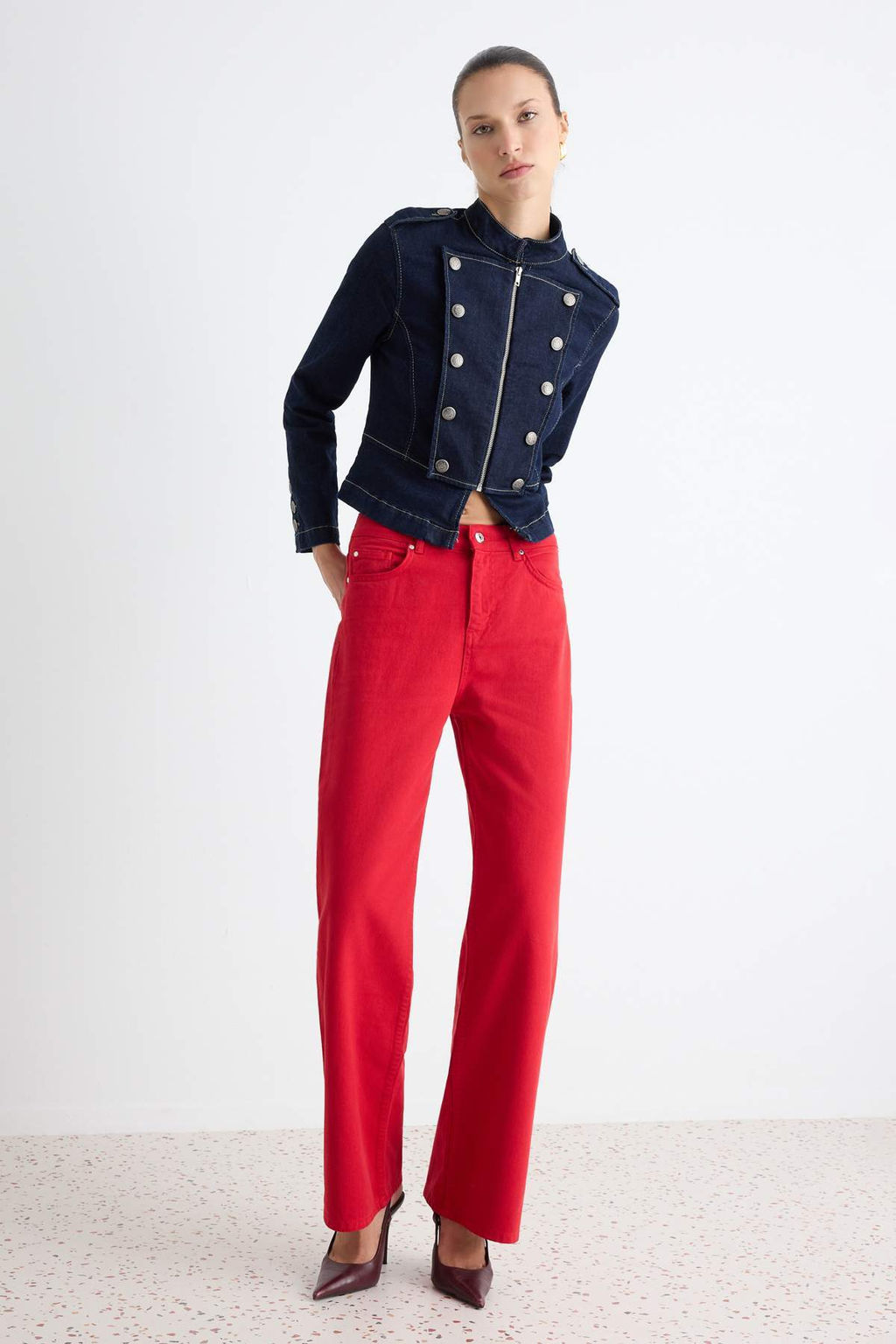 K_rm_z_ %100 Pamuk Y_ksek Bel Wide Leg Jeans TWOAW27JE00024