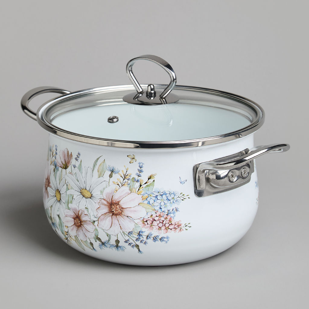 НАБОР КАСТРЮЛЬ AGNESS ЭМАЛИРОВАННЫХ СЕРИЯ ДВОРЦОВЫЙ ПАРК 4ПР. 2,0Л И 2,8Л, 18Х11СМ, 20Х12СМ  фото 4