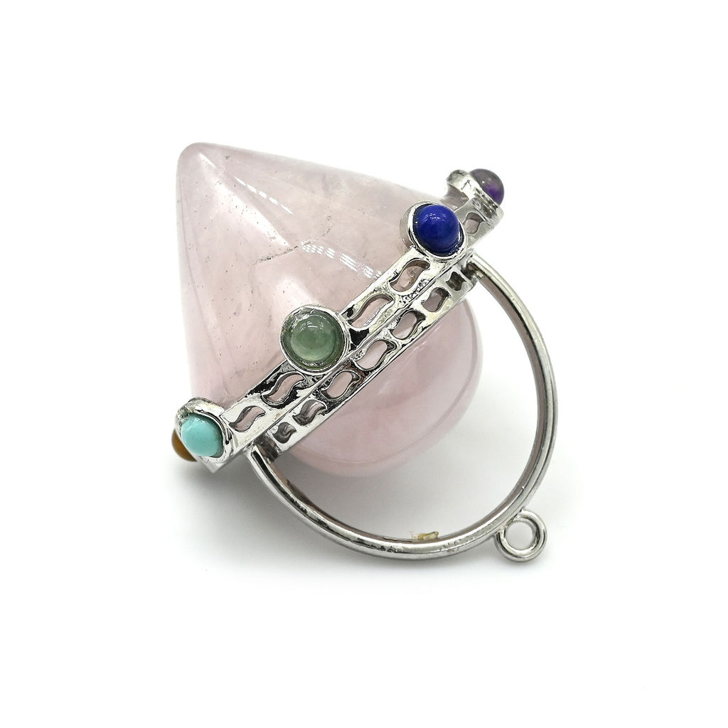 Маятник 7 чакр для принятия решений 33*47мм с розовым кварцем