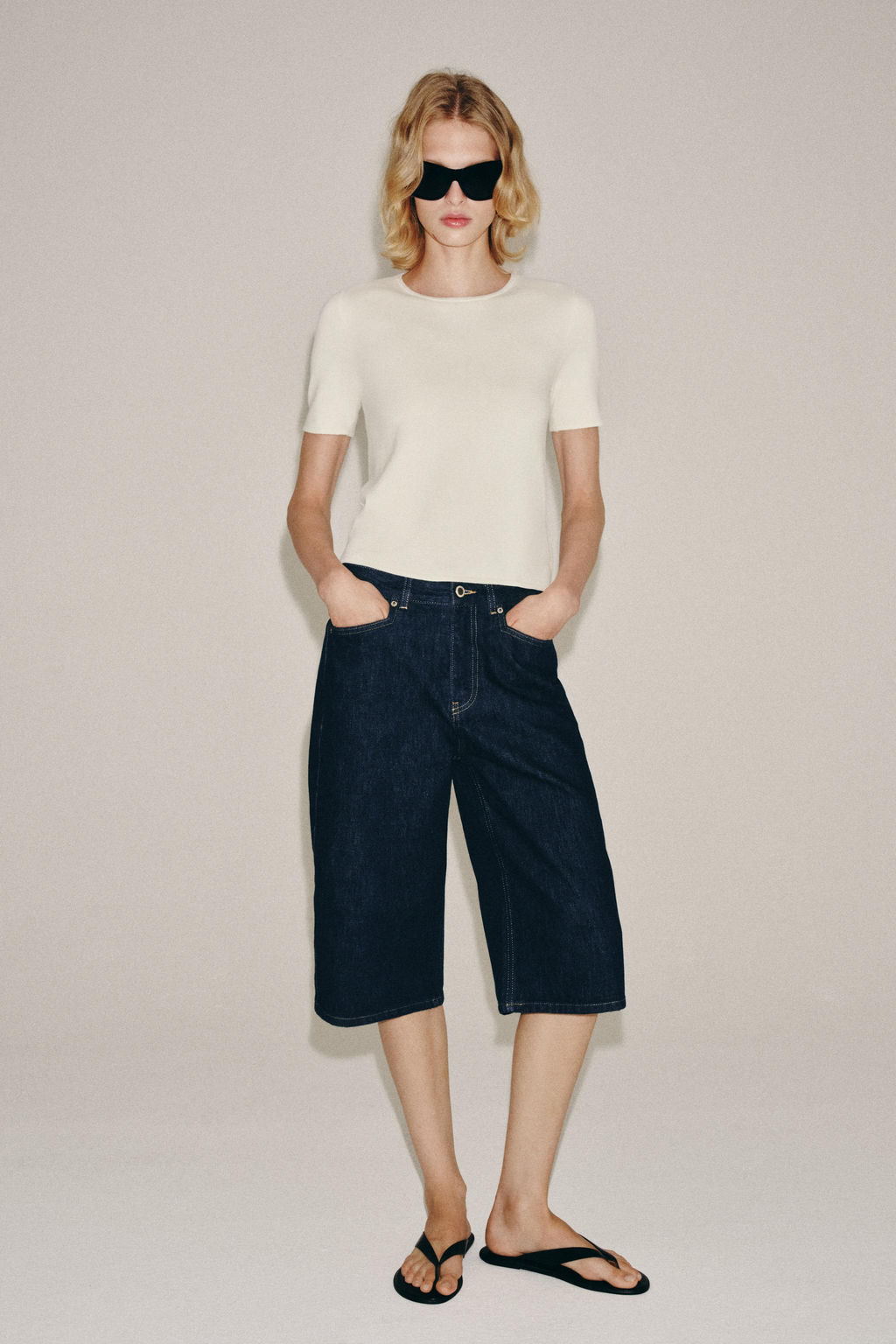 BERMUDA DENIM TIRO MEDIO ZW COLLECTION / Azul