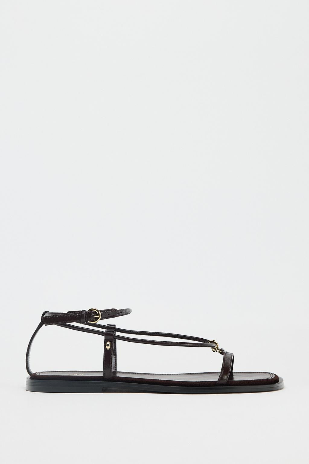 LEATHER THIN STRAPPY SANDALS - Zara фото 3