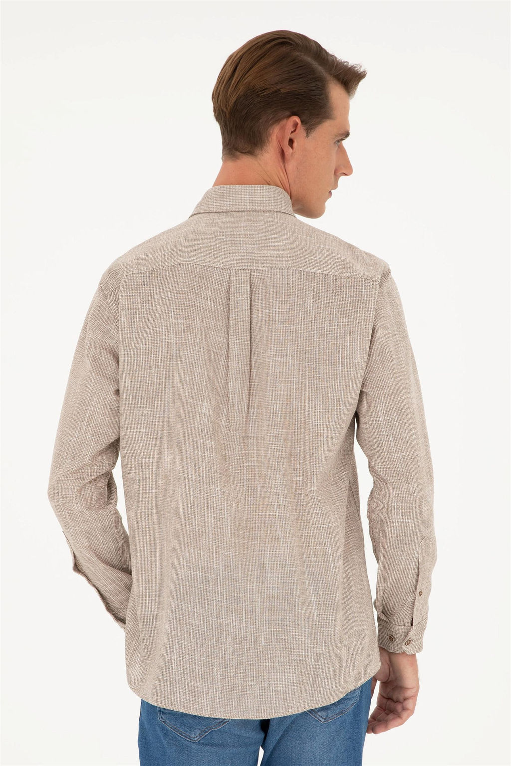 U. S. Polo Assn / Мужская рубашка цвета хаки с длинным рукавом - U.s. polo assn фото 5