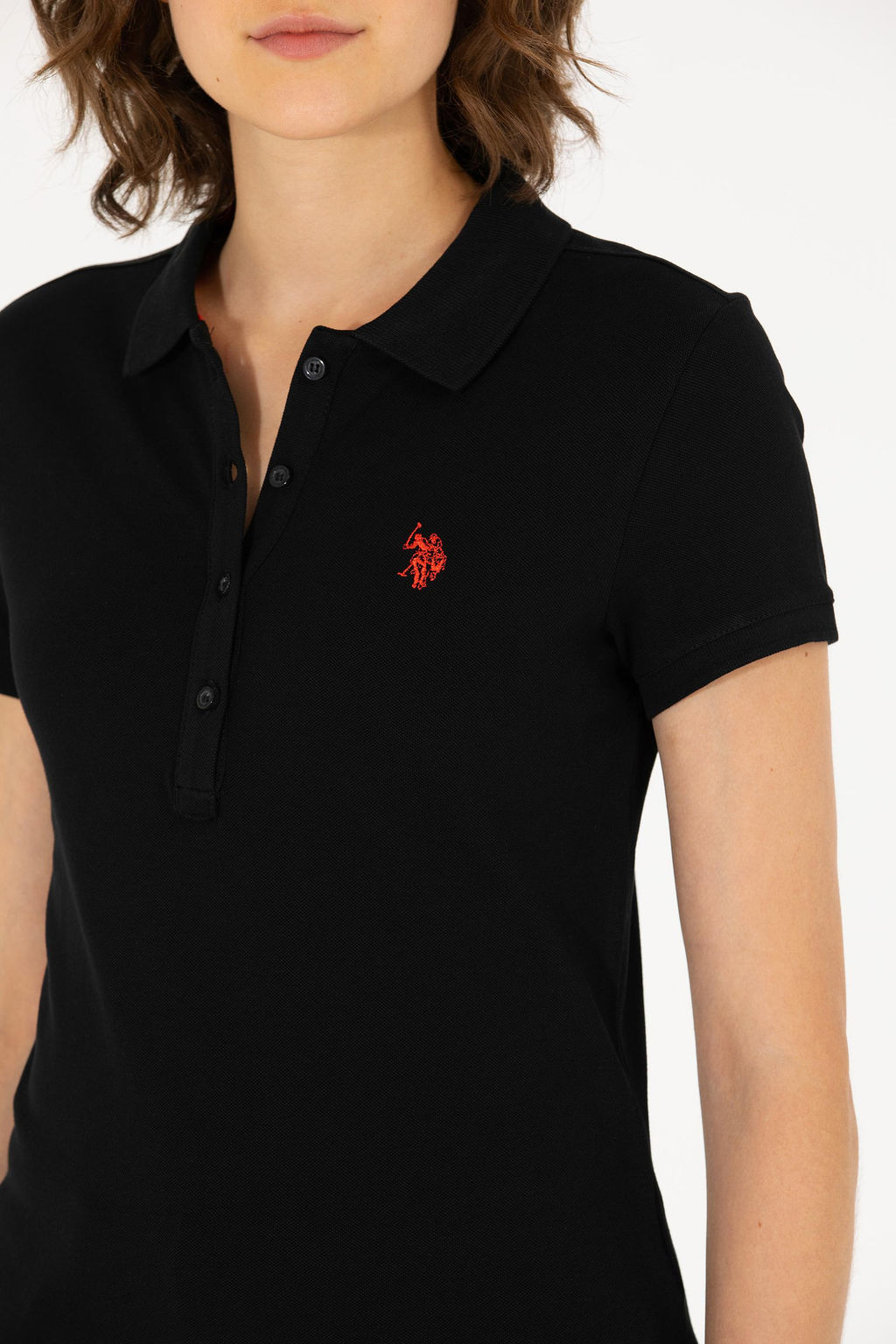 U. S. Polo Assn Женская черная базовая футболка с воротником-поло - U.s. polo assn фото 14