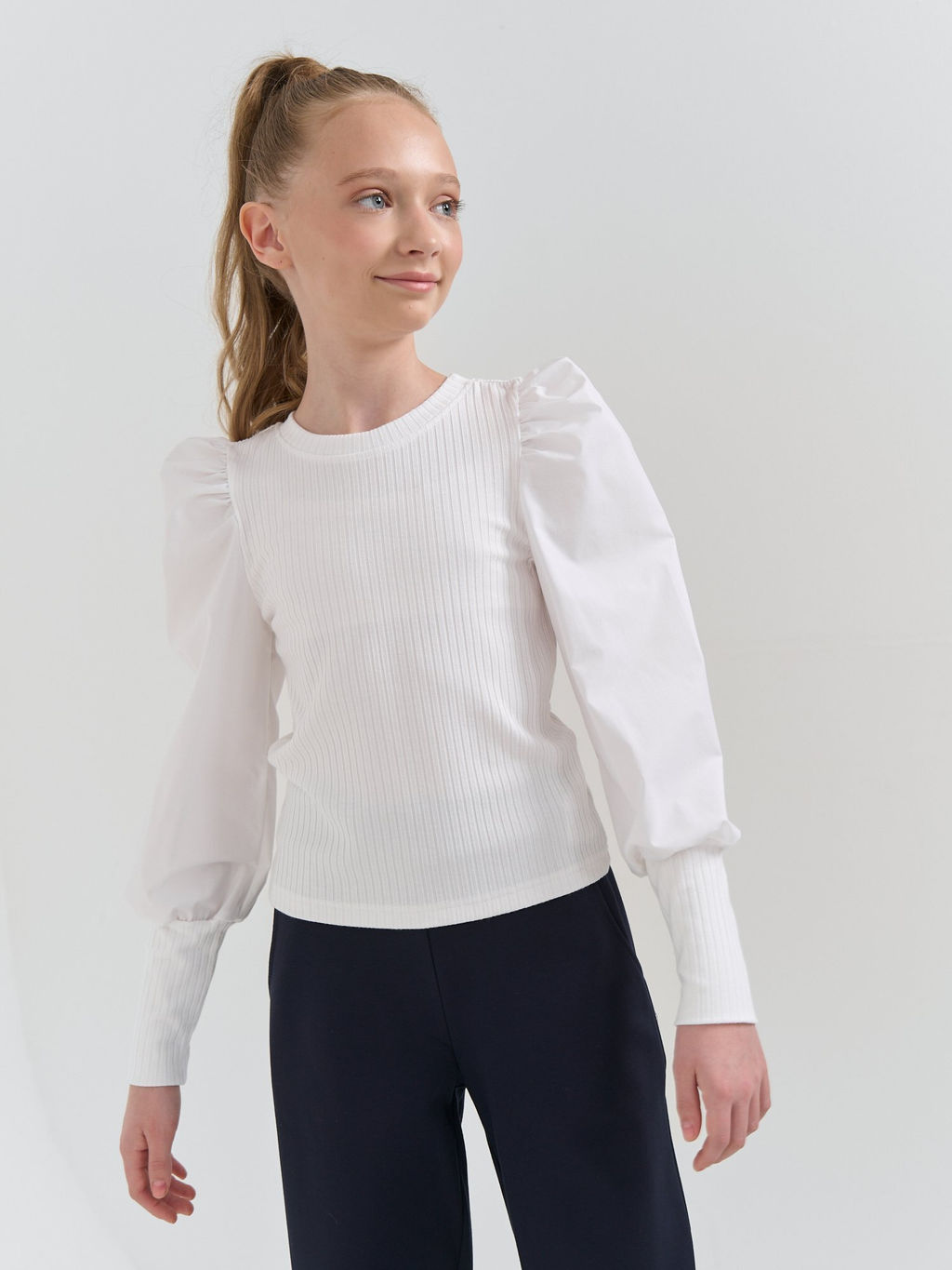 Блузка из лапши для девочки Белая 7+ - Bungly фото 5
