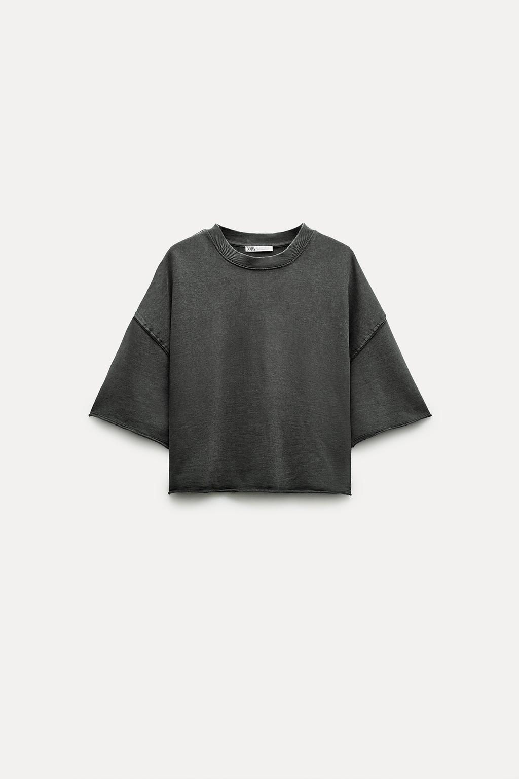 SHORT SLEEVE RIBBED PLUSH SWEATSHIRT - Zara фото 25