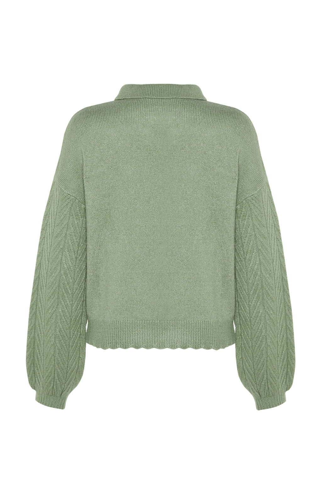 Turuncu Genis Kal?p Yumusak Dokulu Sac Orgulu Triko Kazak TWOAW22KZ1620 - Trendyolmilla фото 15